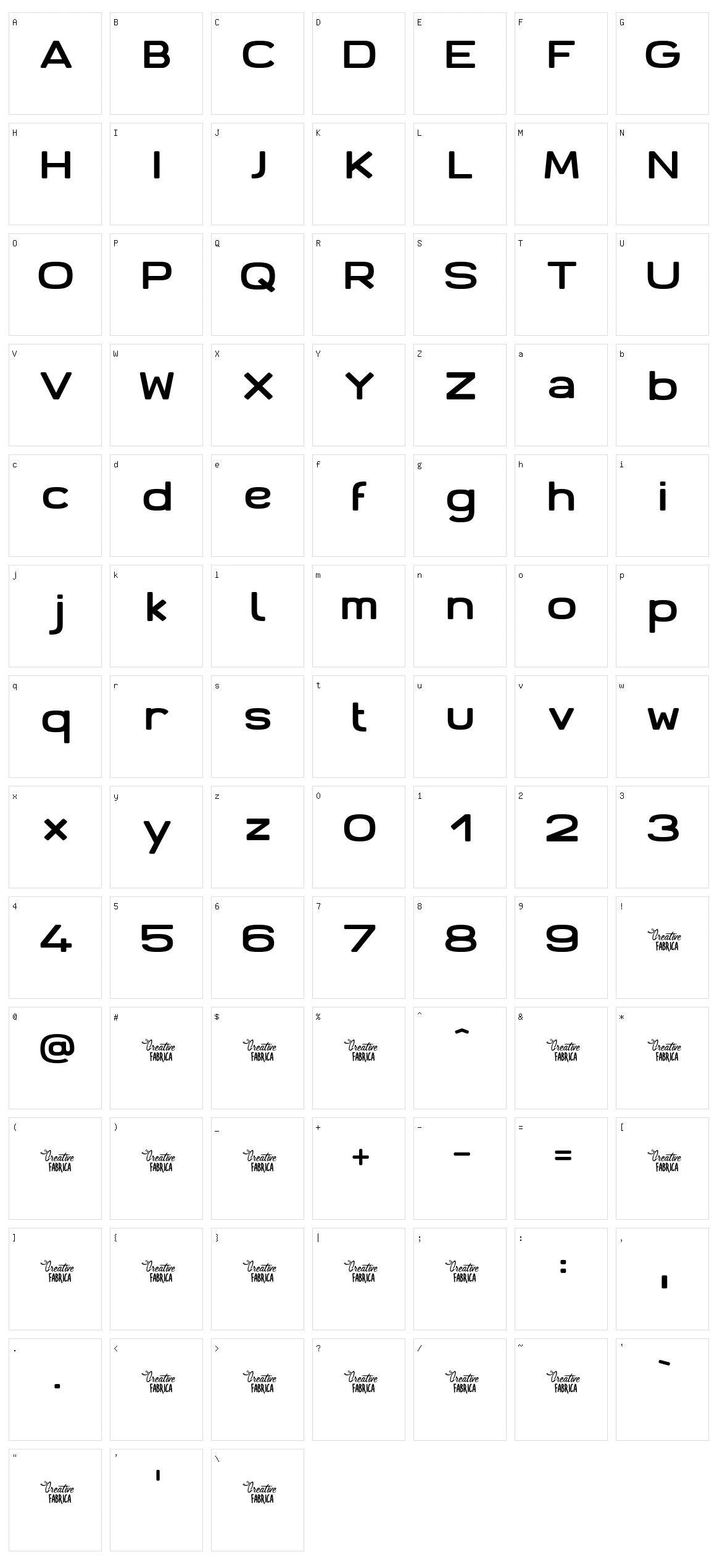 Antaris CF Character Set