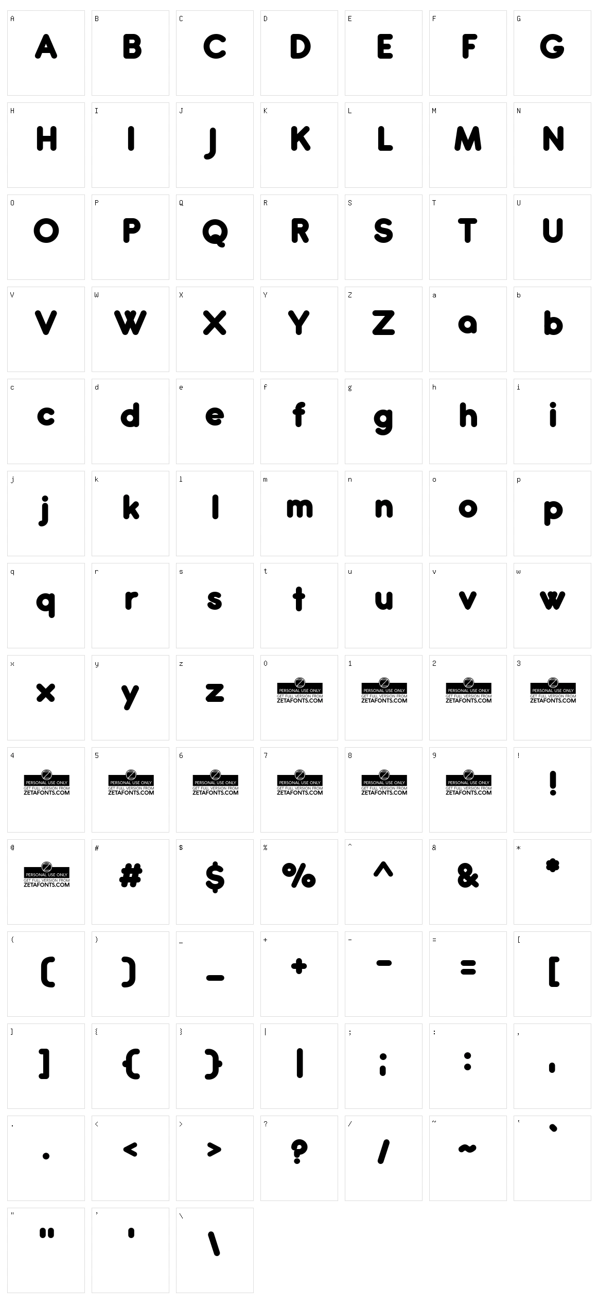 Antipasto Character Set