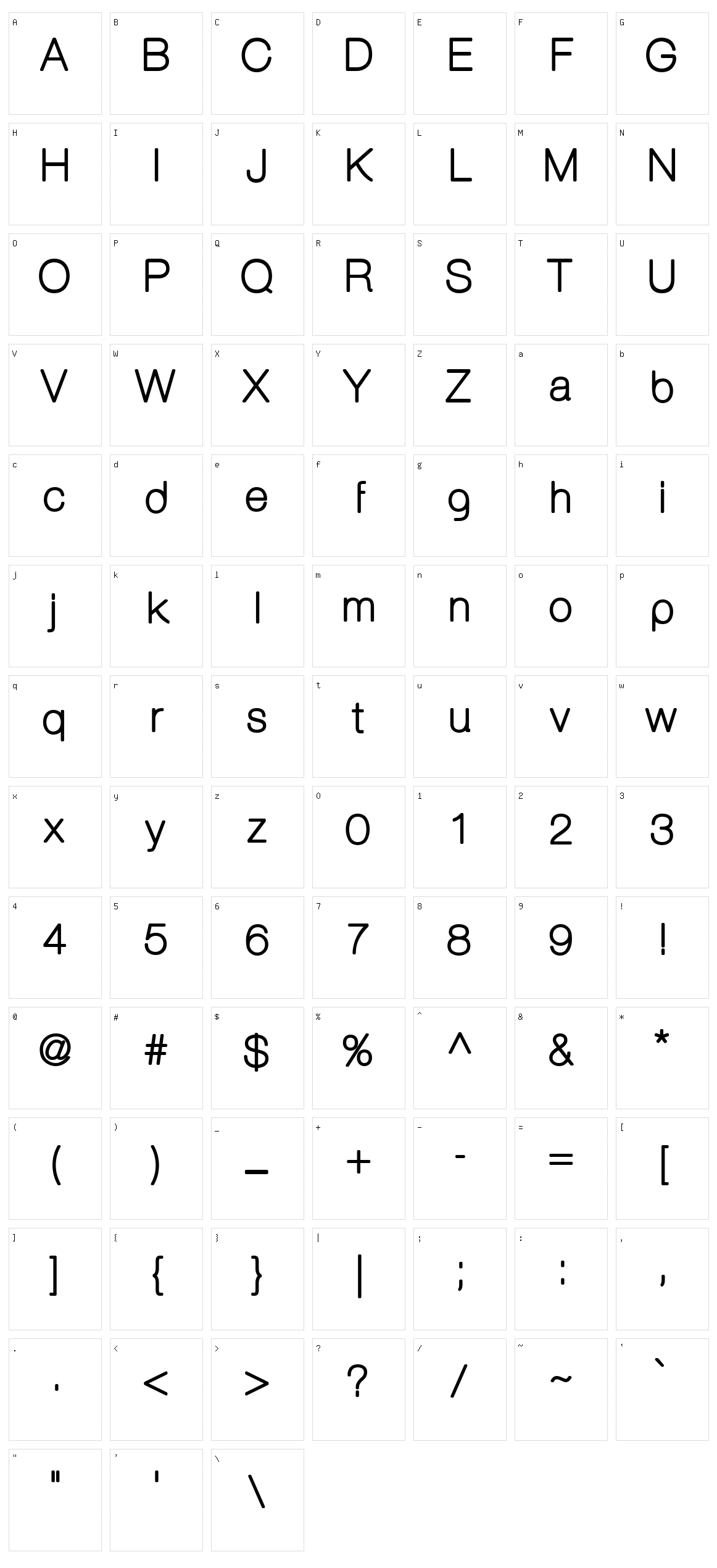 Aovel Sans Rounded Character Set
