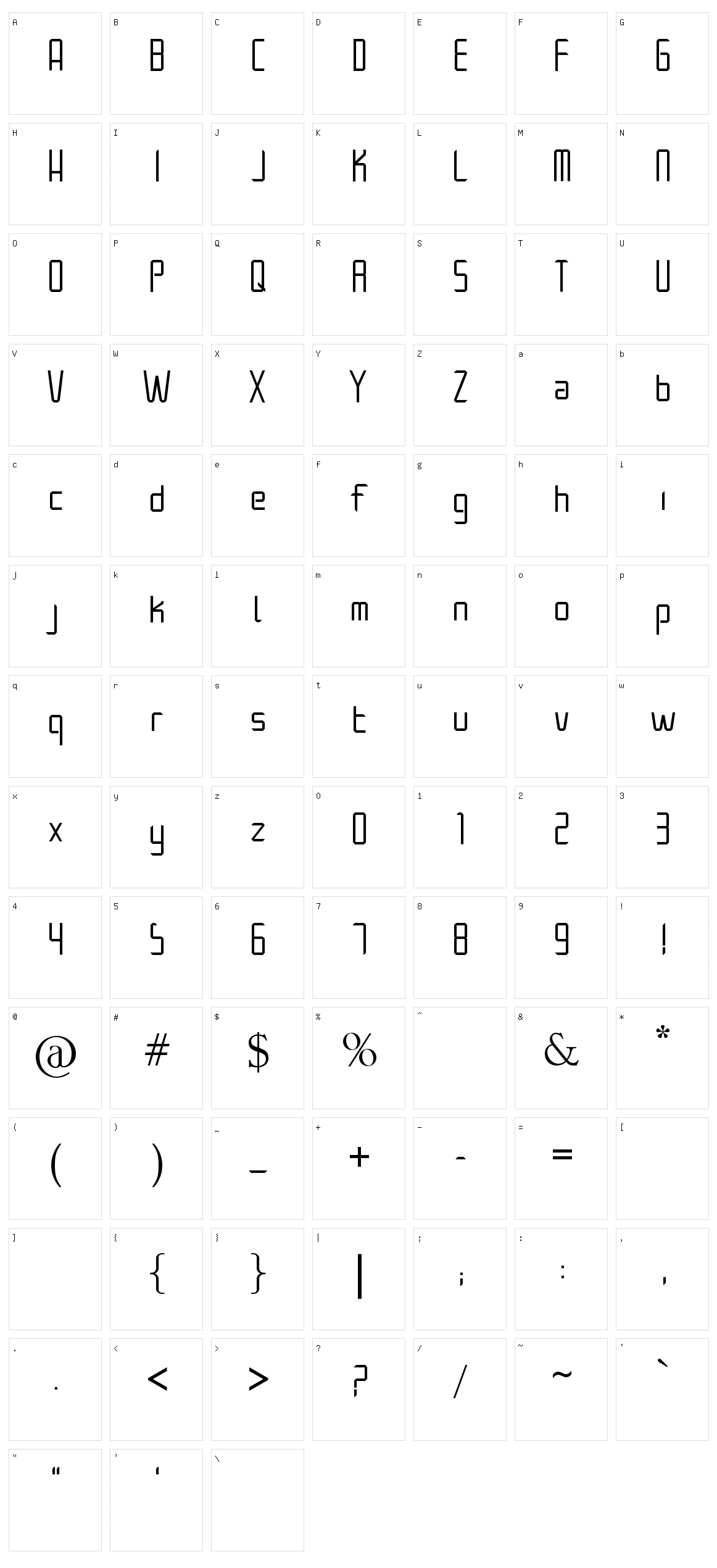 Architek Character Set