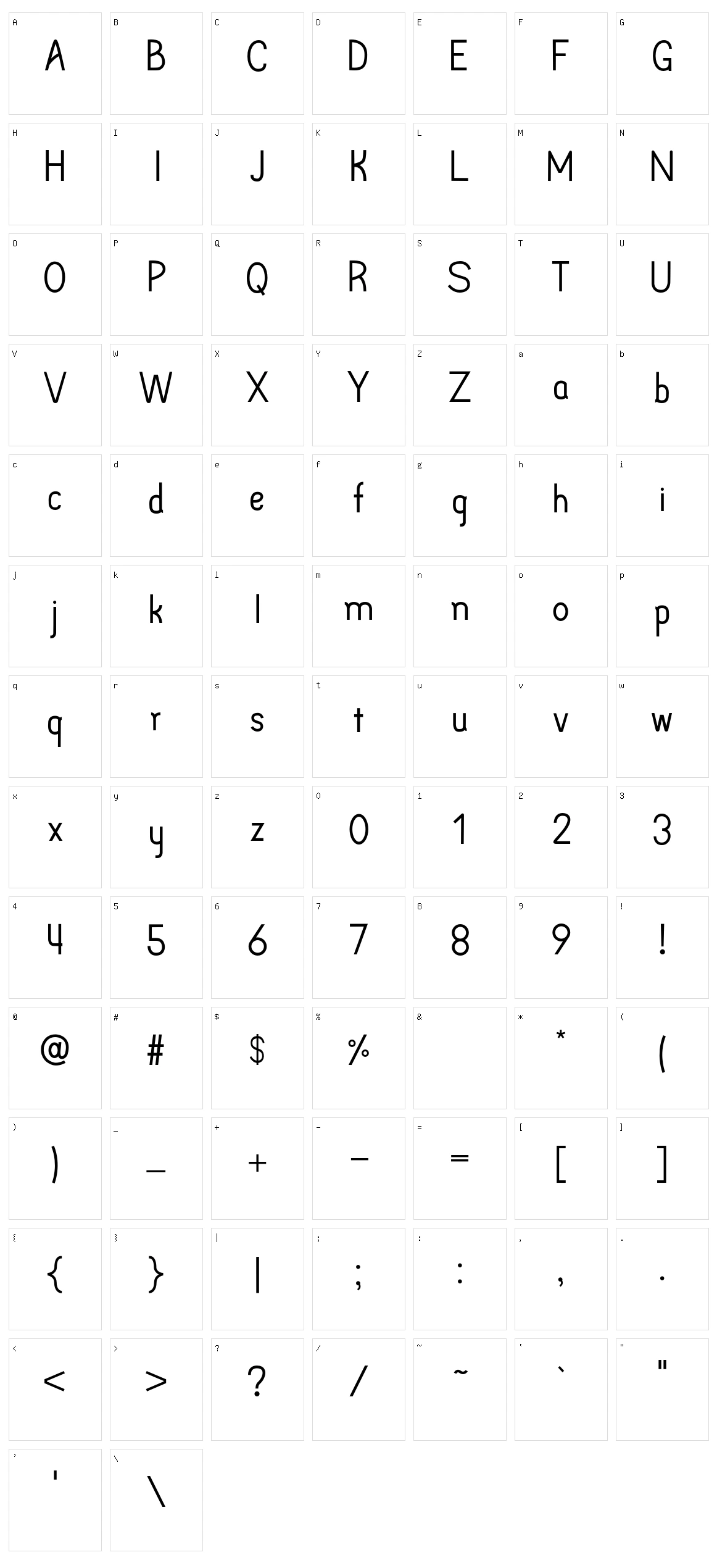 Arpoador Character Set