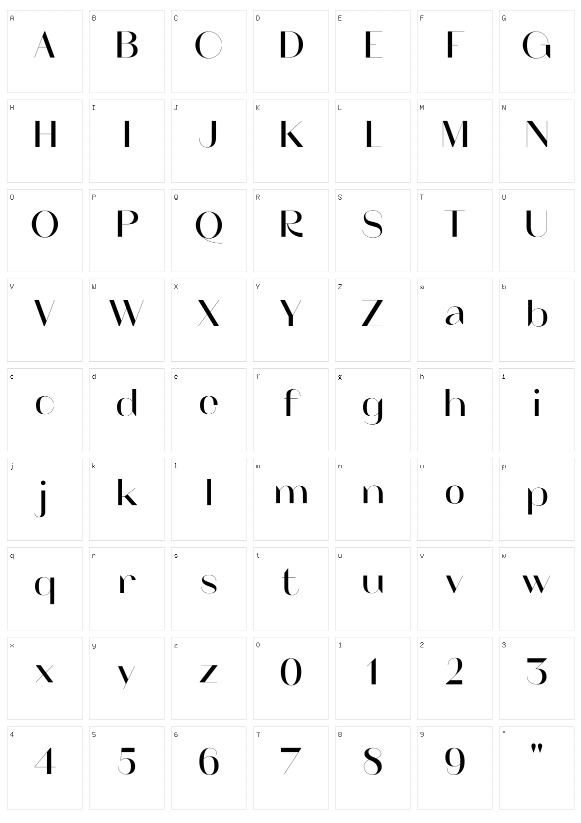 Arthead Character Set