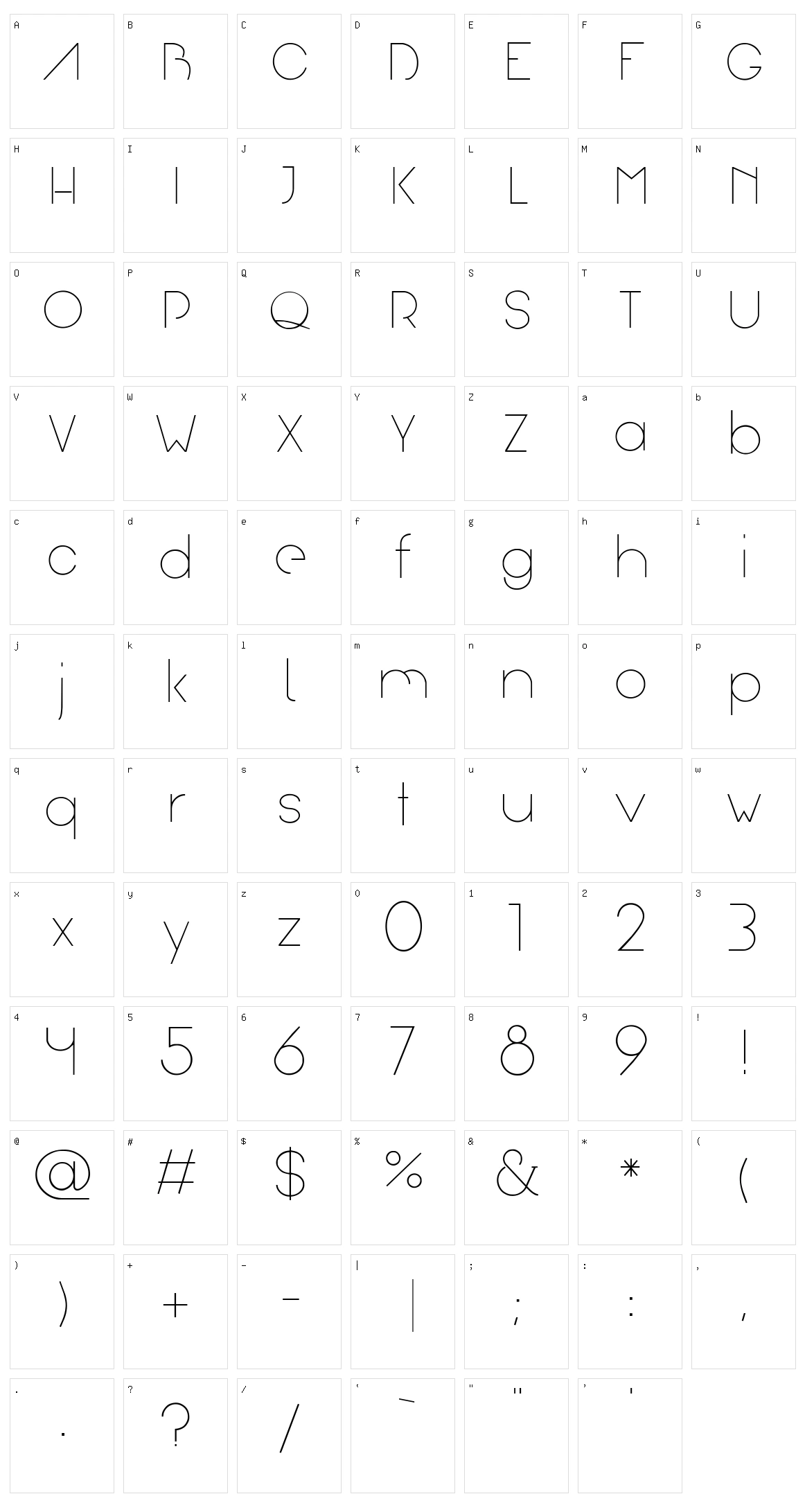 Arual Character Set