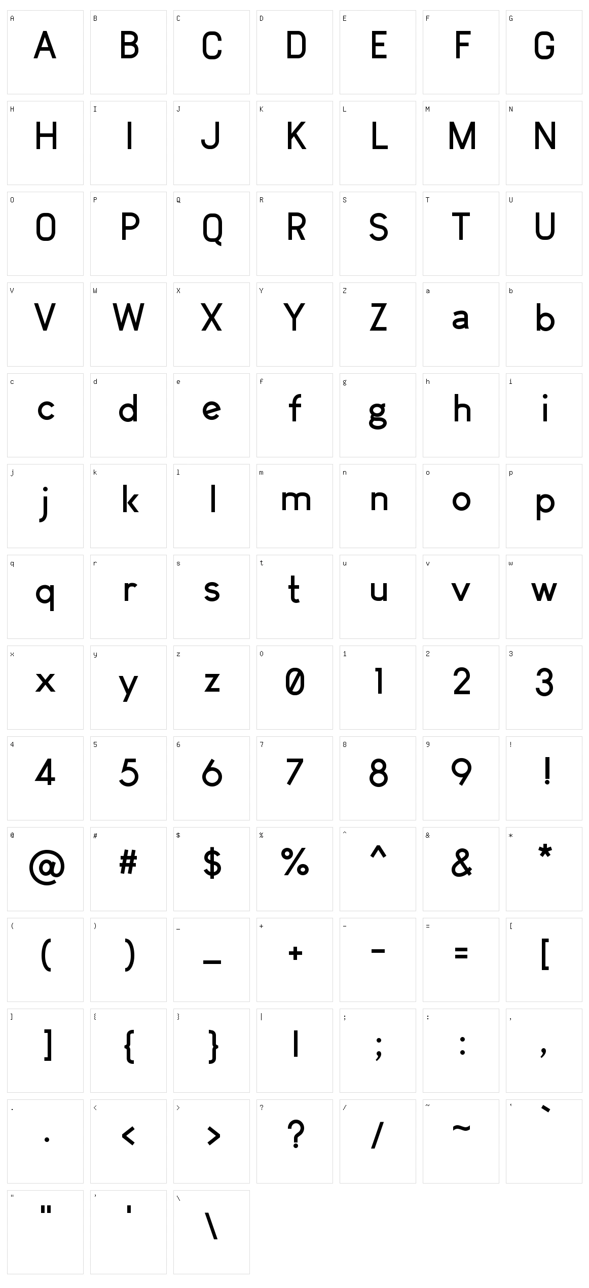 Arvin Character Set
