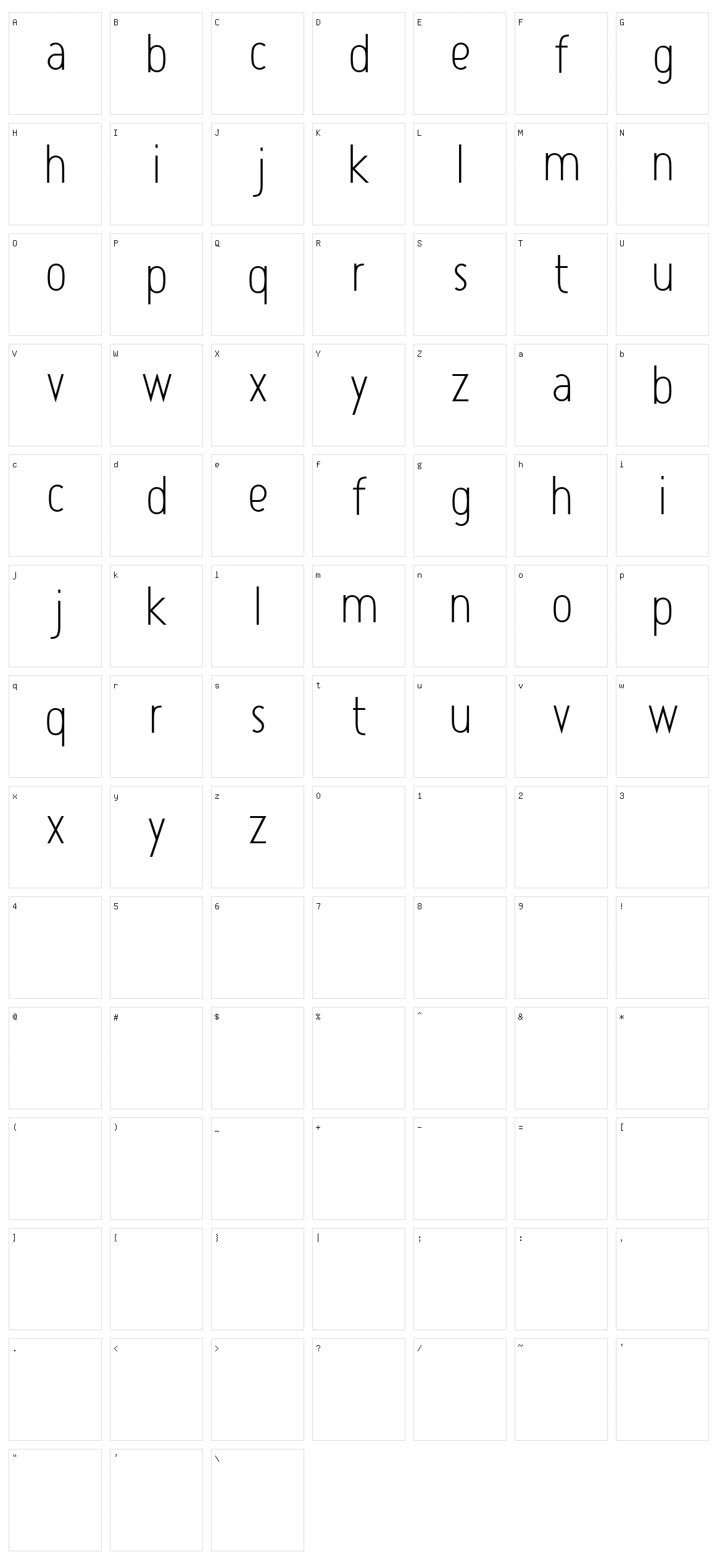 Atype 1 Character Set