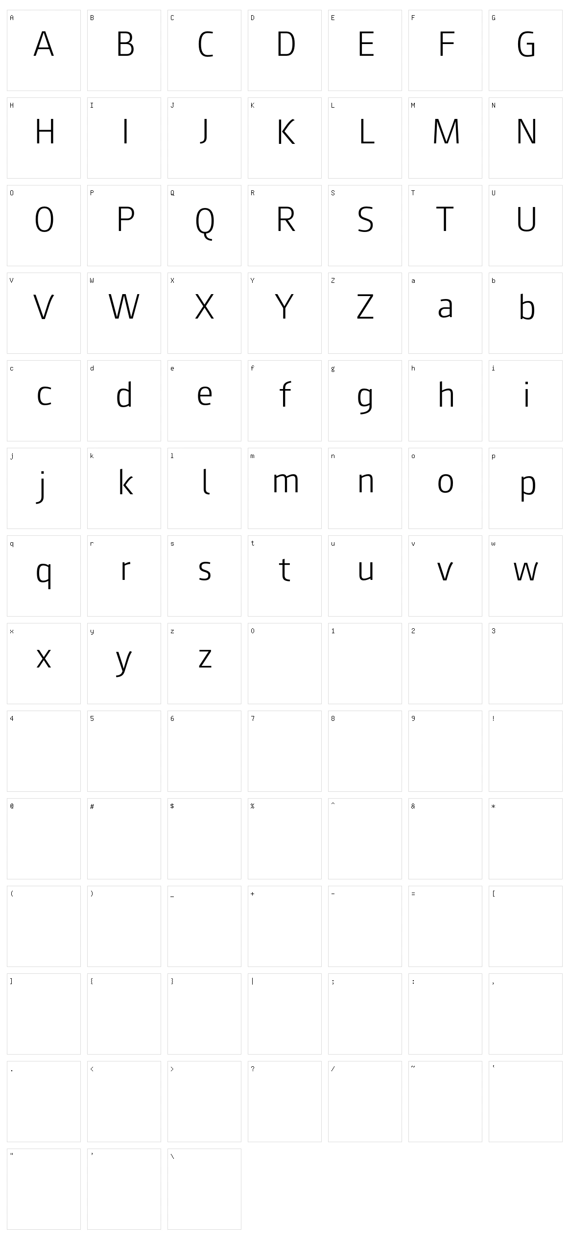 August Sans Character Set