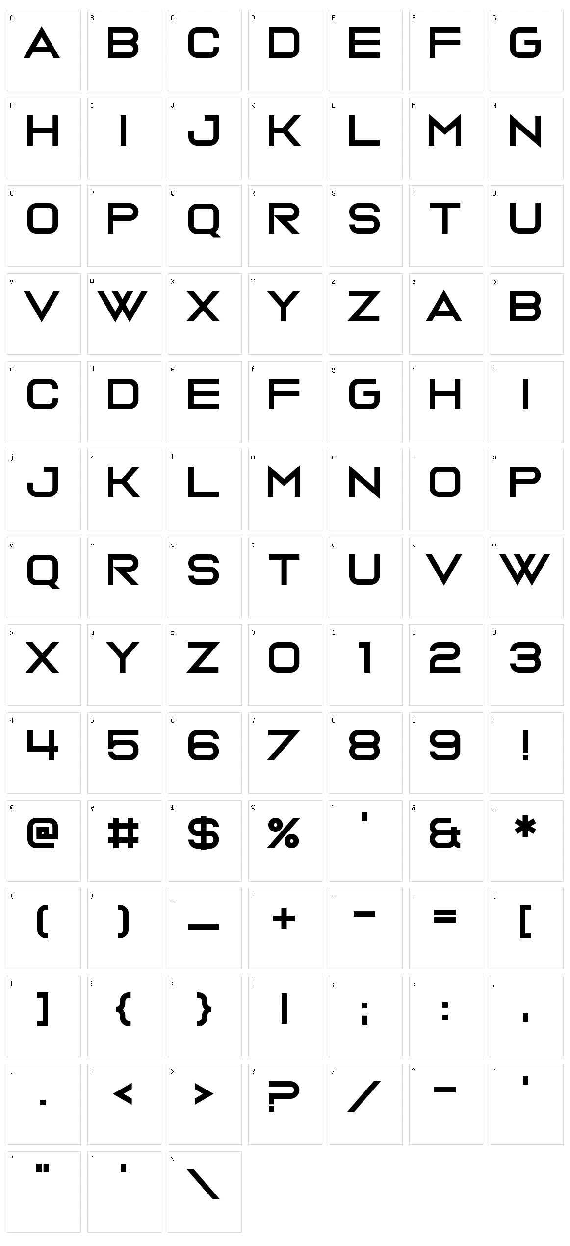 Ava Meridian Character Set