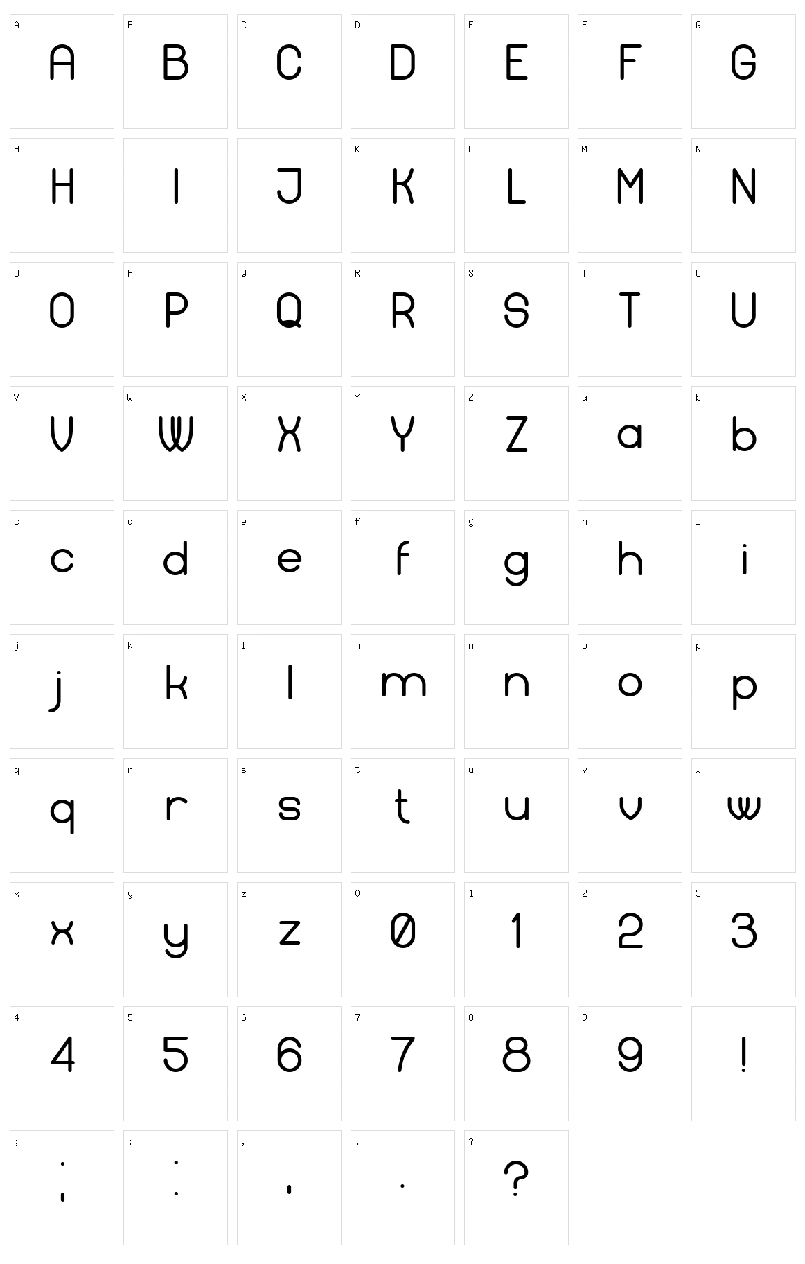 Available Character Set