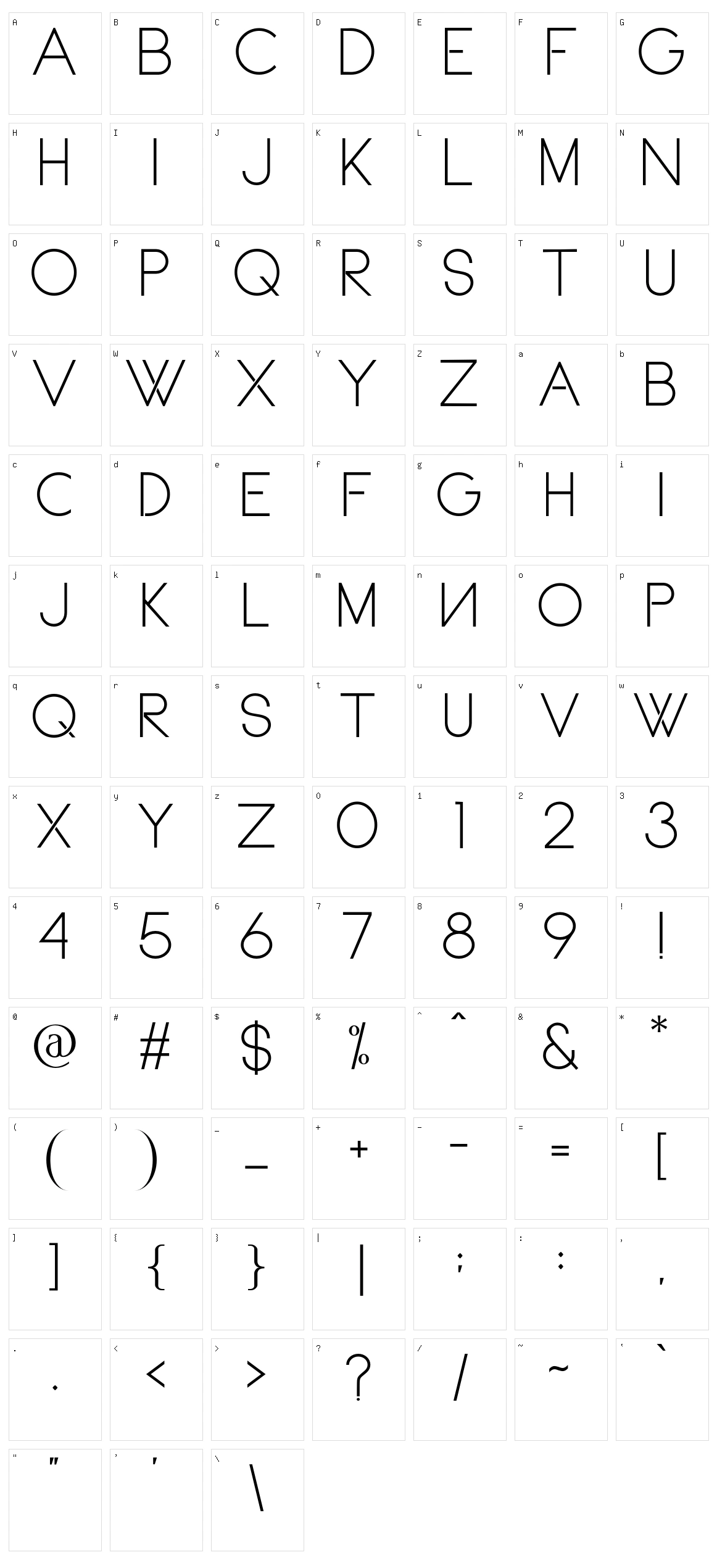 Axilia Character Set