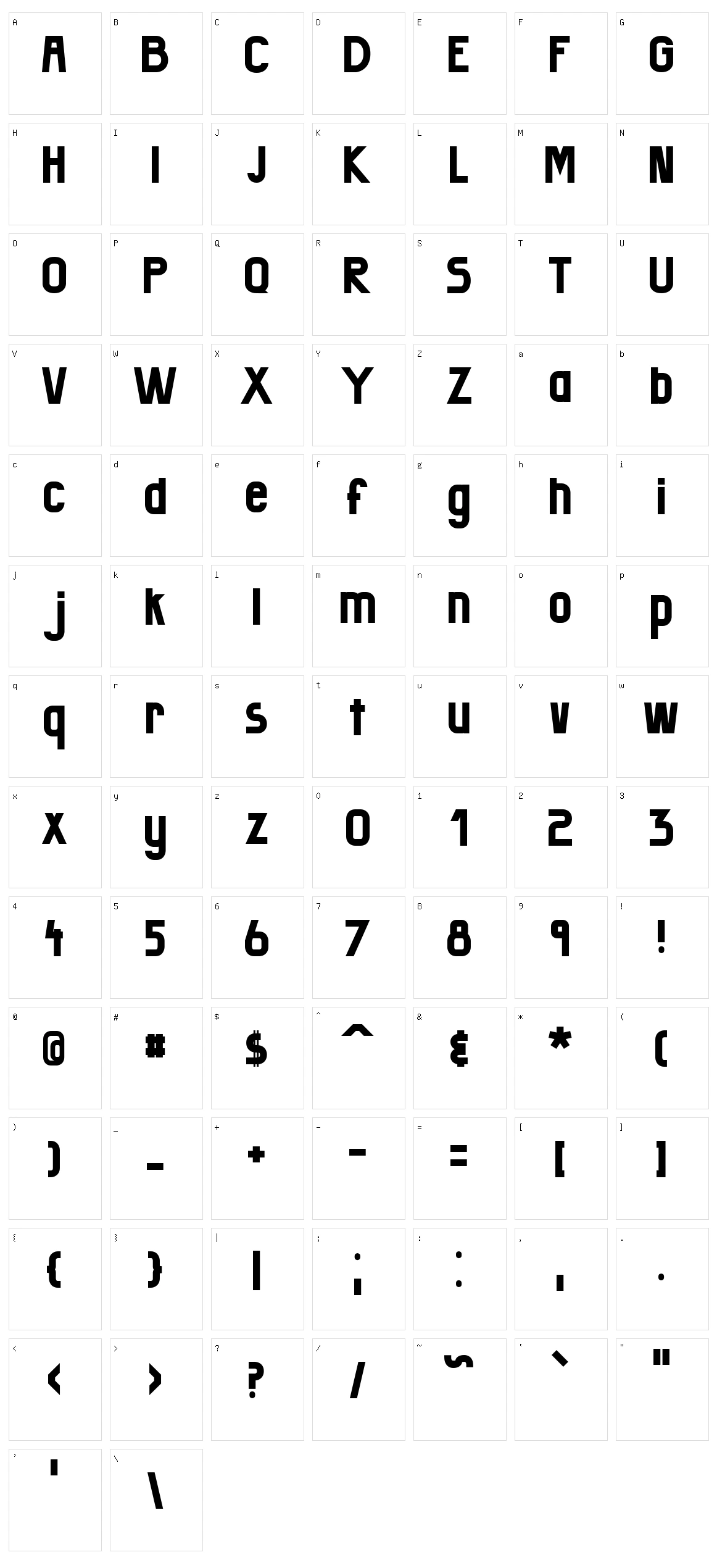 Badang Character Set