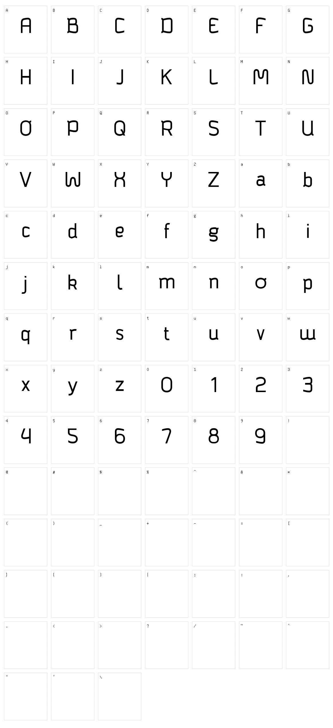 Bagadek Character Set