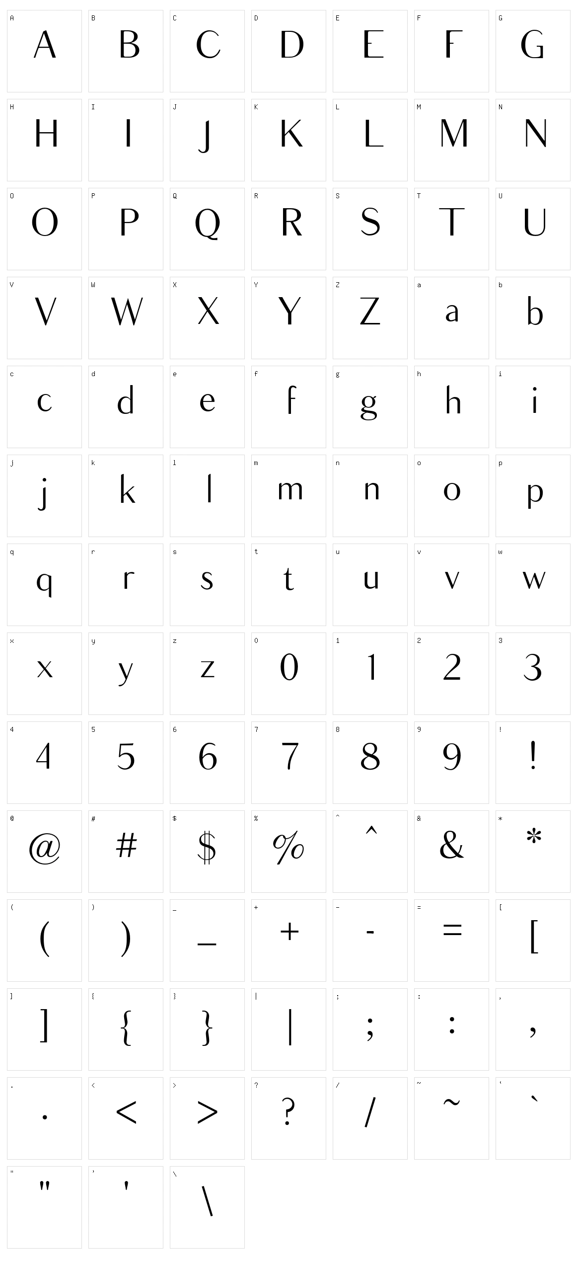 Balham Character Set