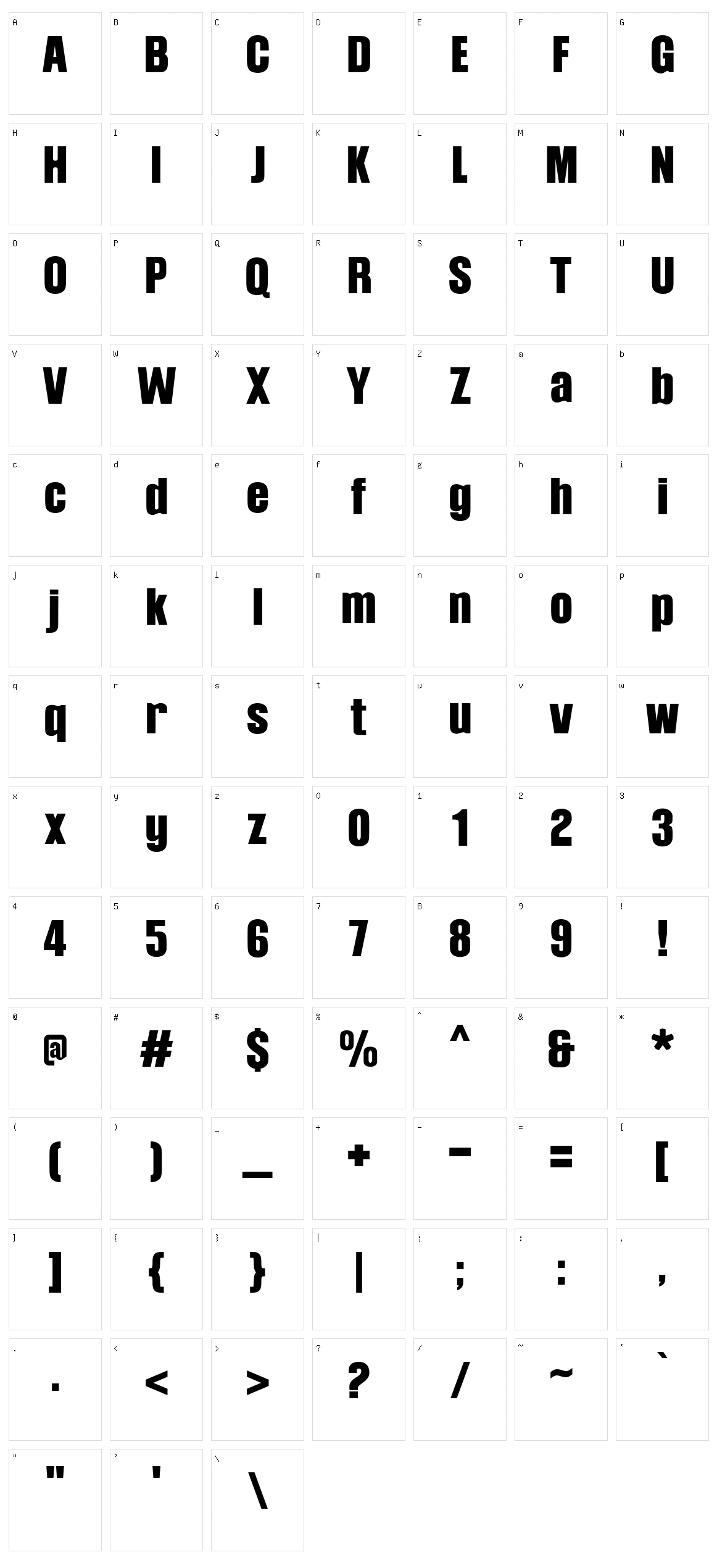 Balibold Character Set