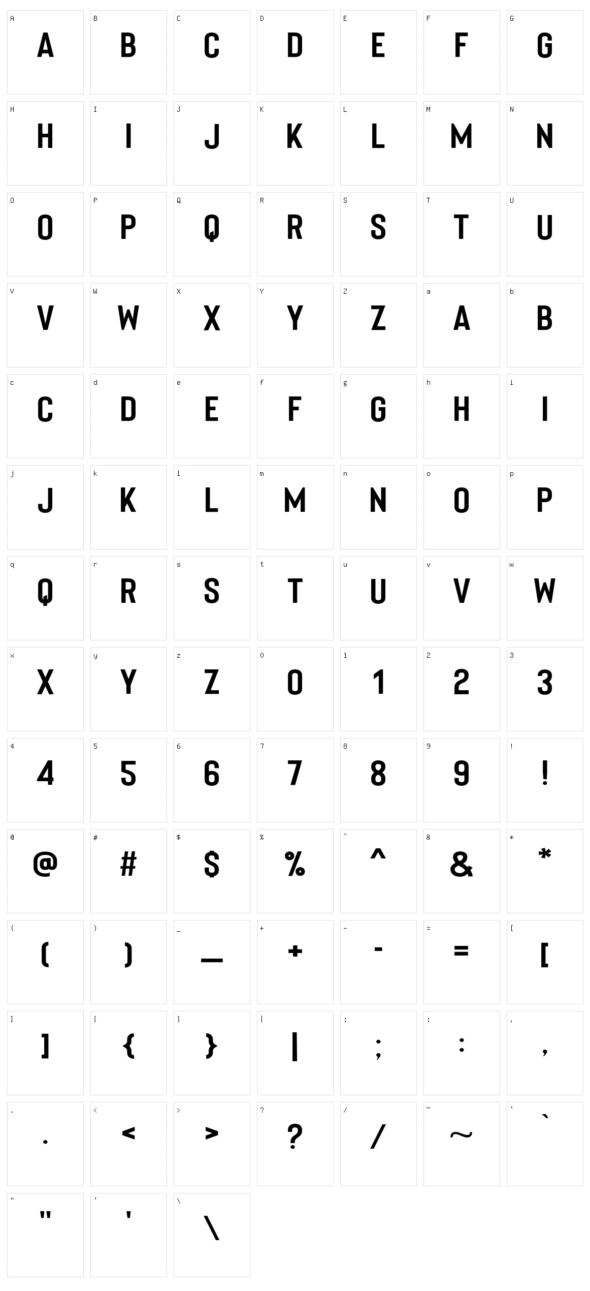 Bartenique Character Set
