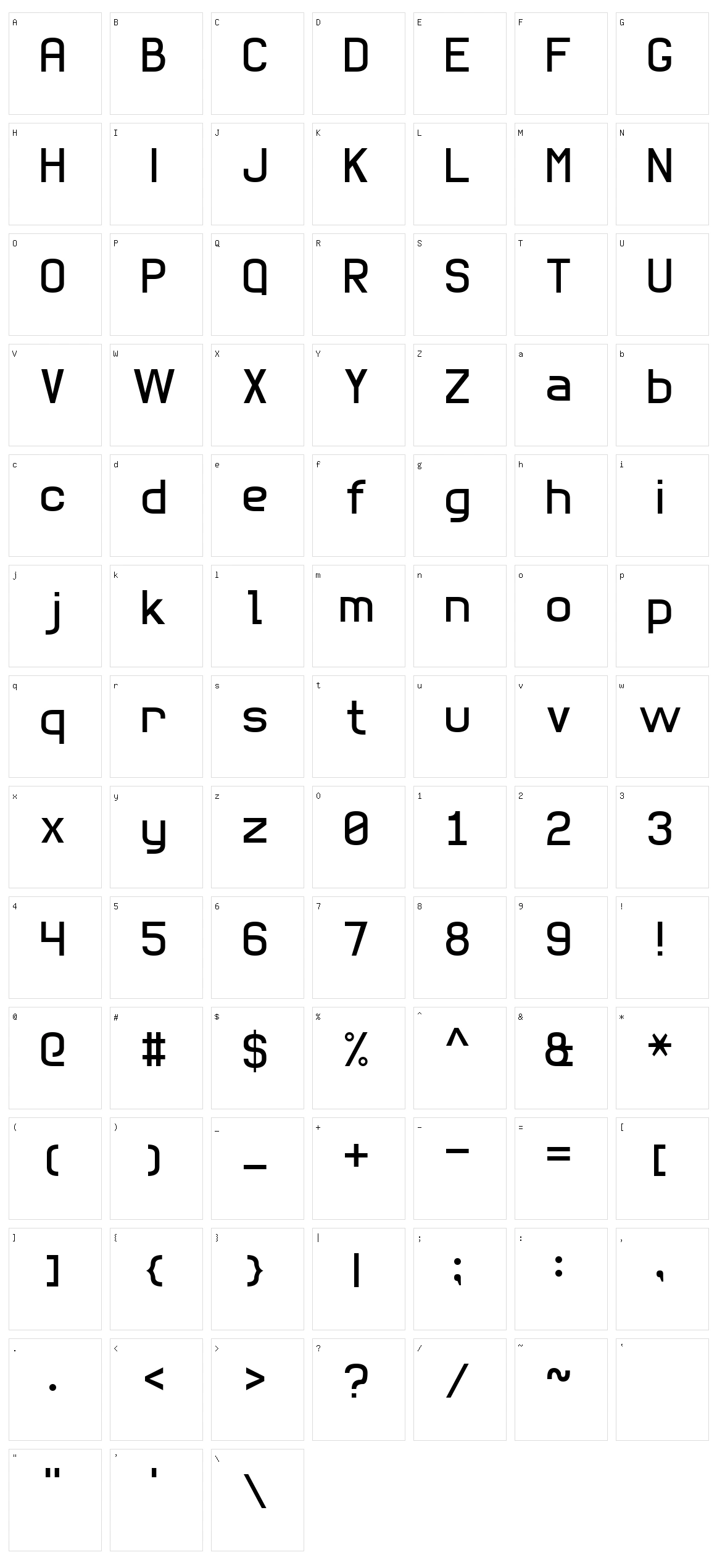 Basic Sans Serif 7 Character Set