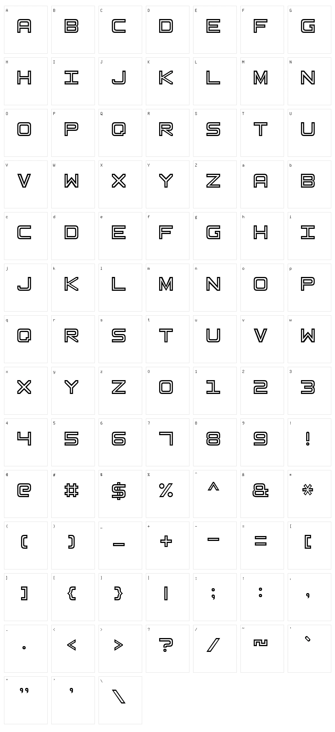 Basic Square 7 Character Set