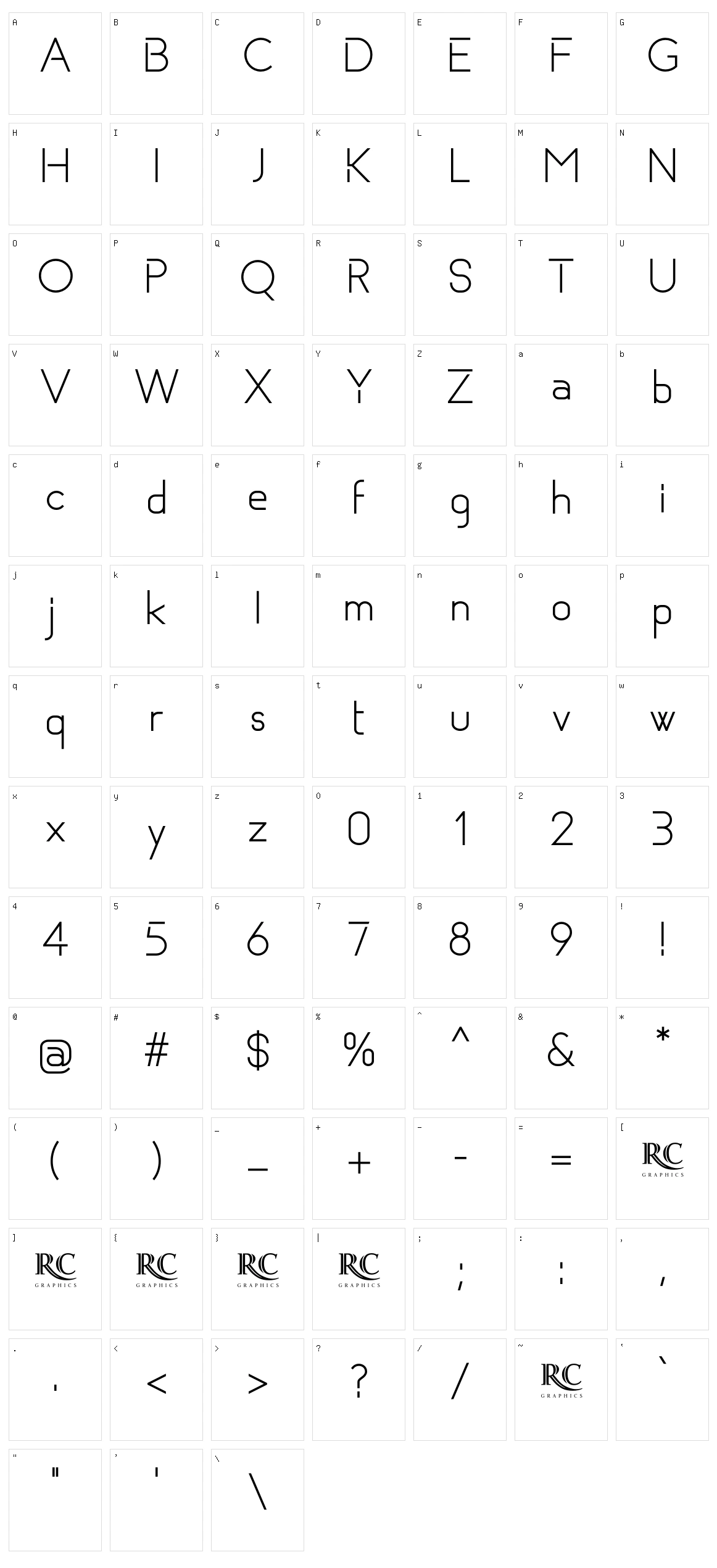 Basicaline Character Set