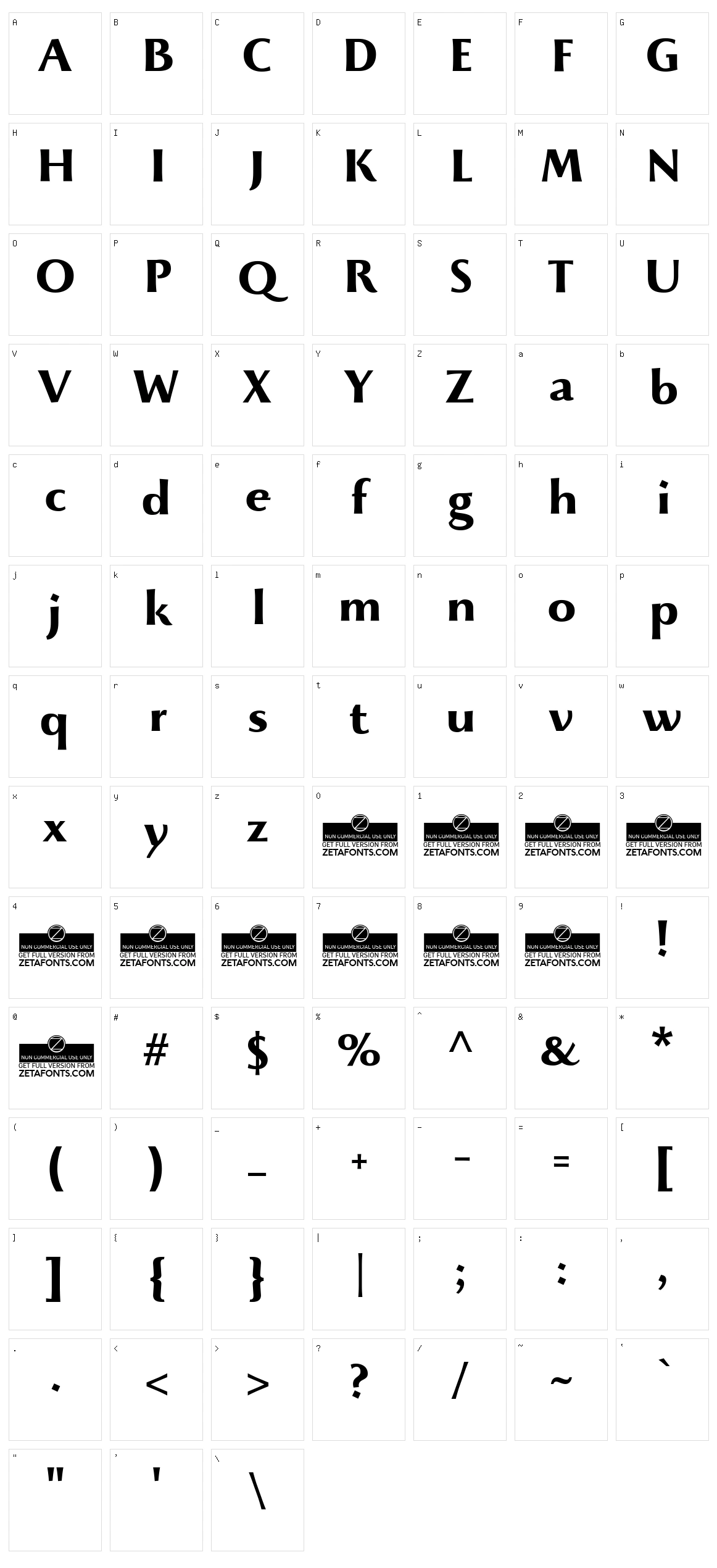 Beatrix Antiqua Character Set