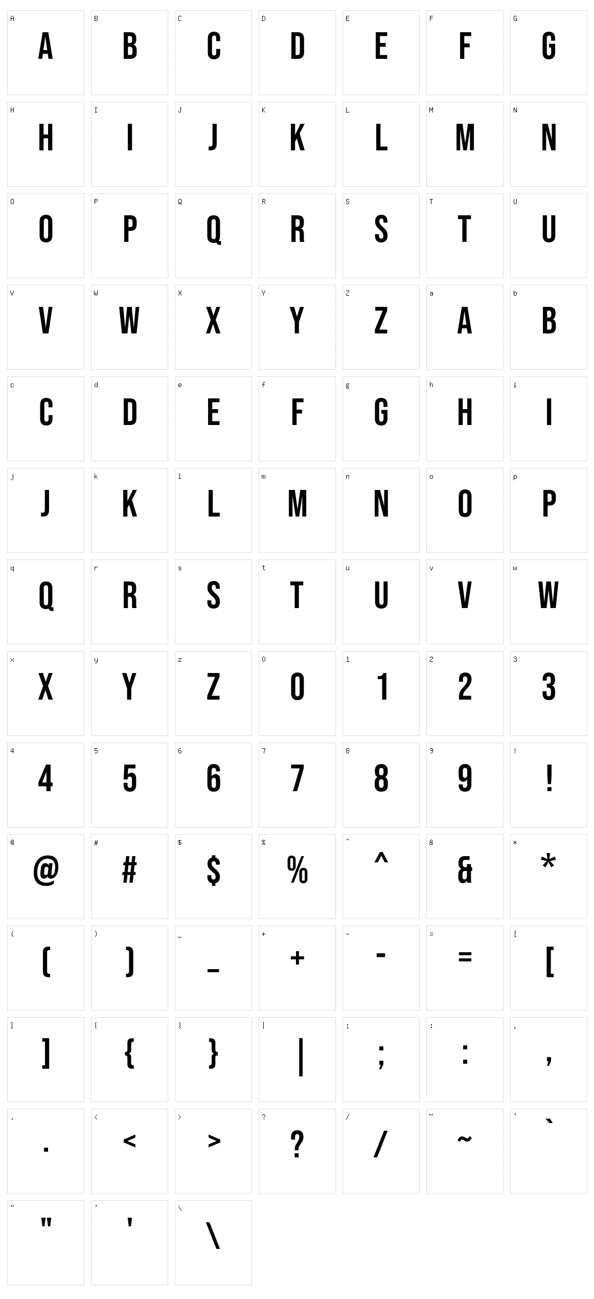 Bebas Neue Character Set