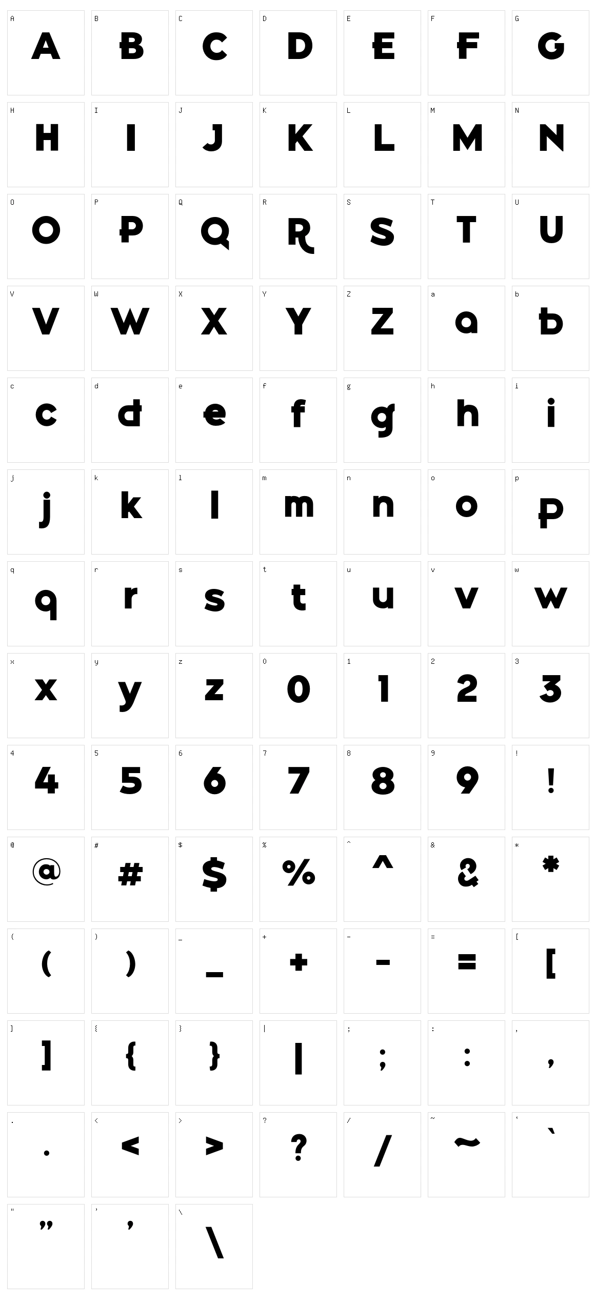 Belong Sans Character Set
