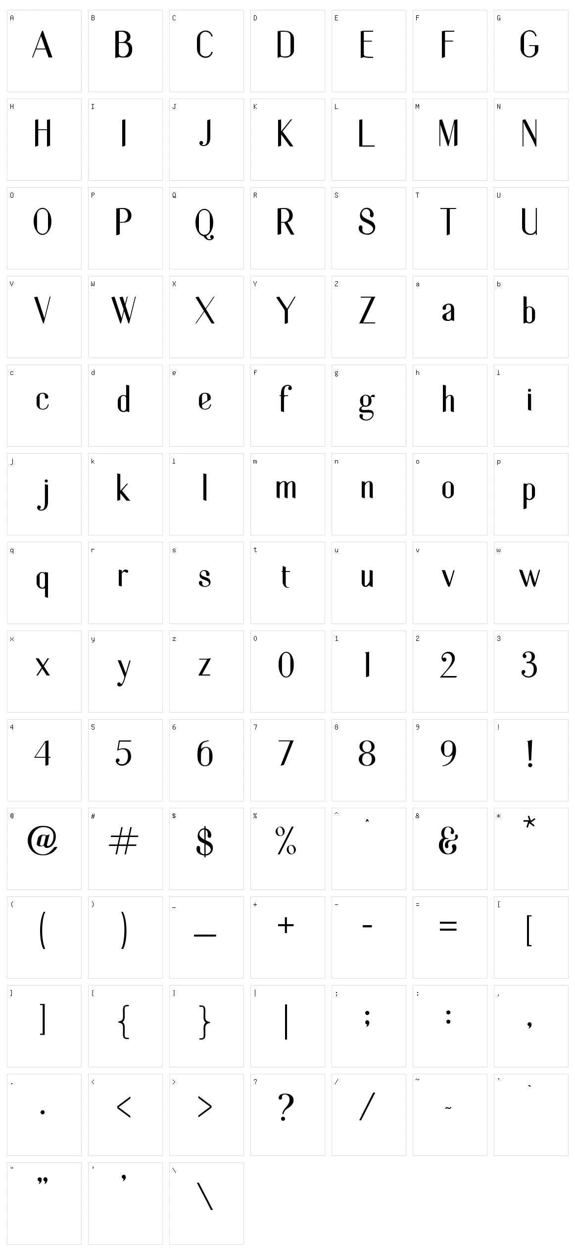 Bentalista Character Set