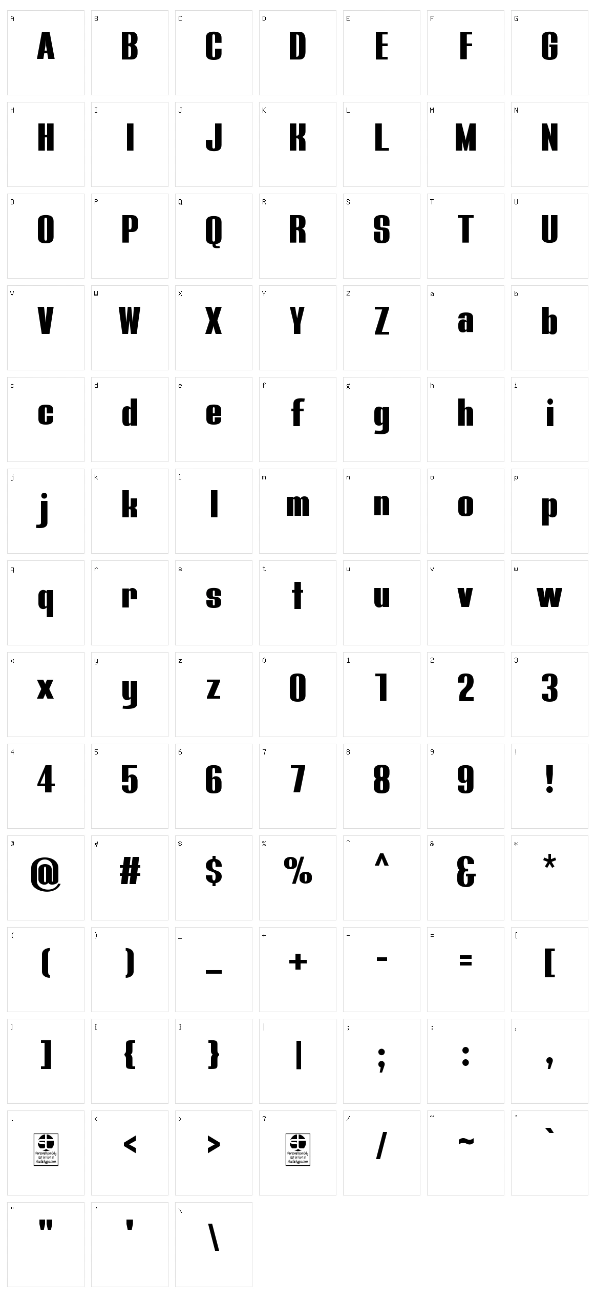 Bluefish Character Set