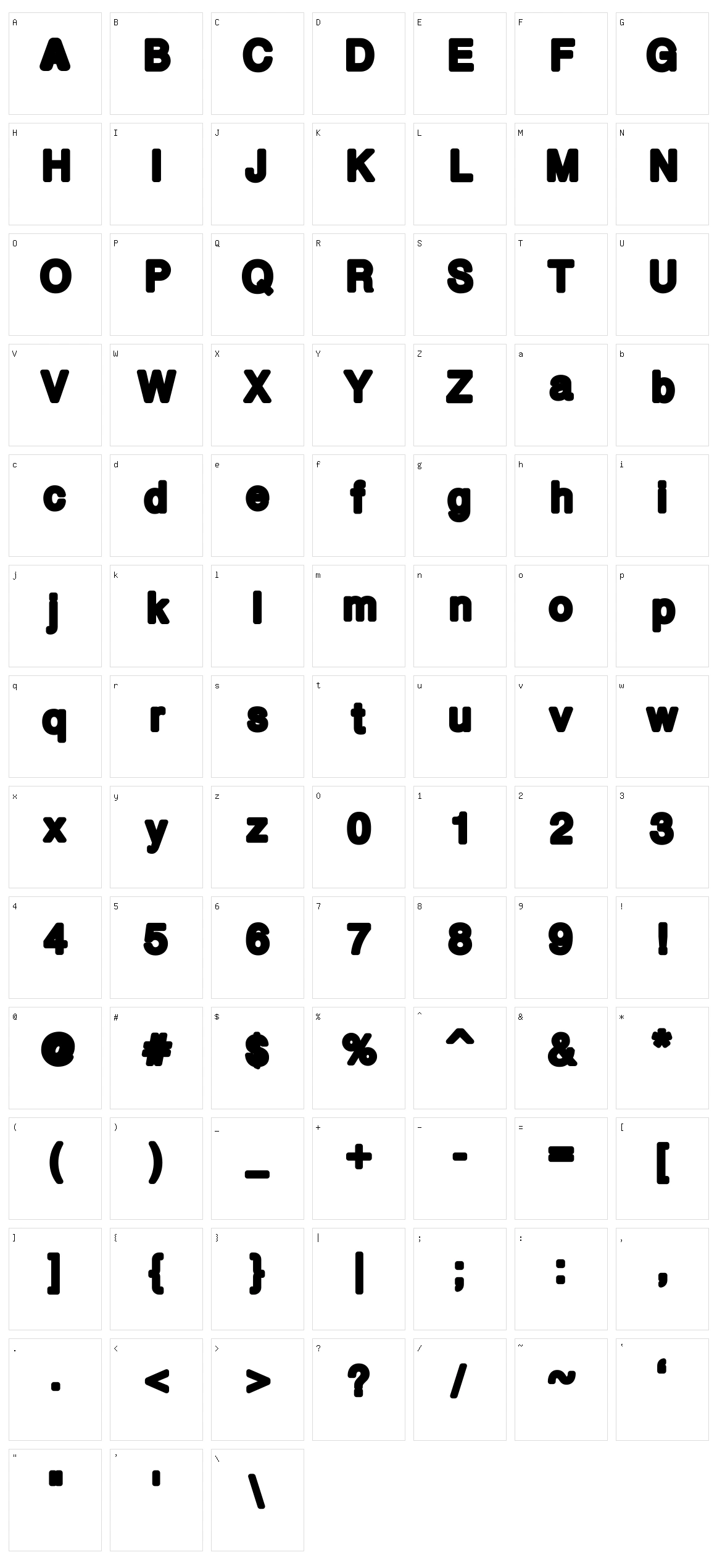 Bold bold Character Set