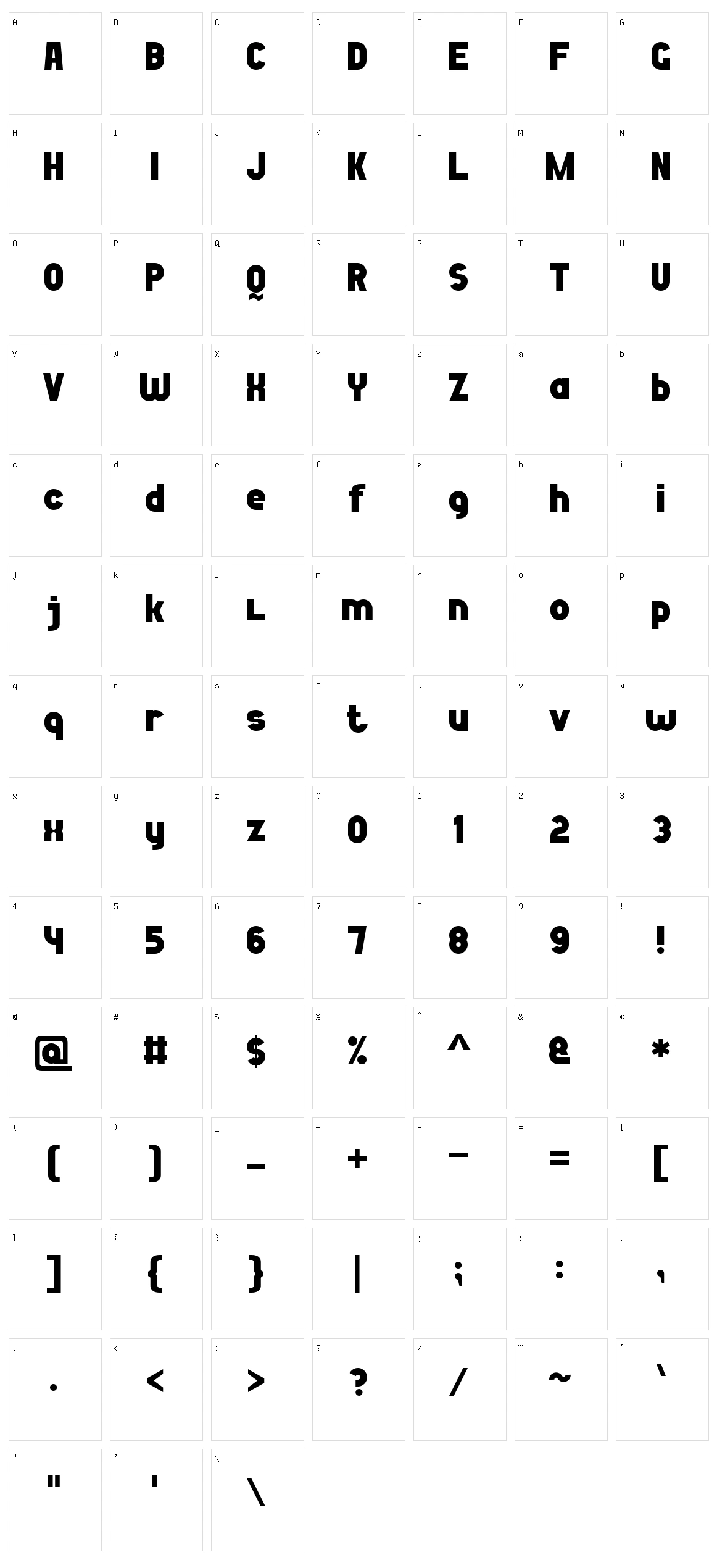 Bold Game Font 7 Character Set