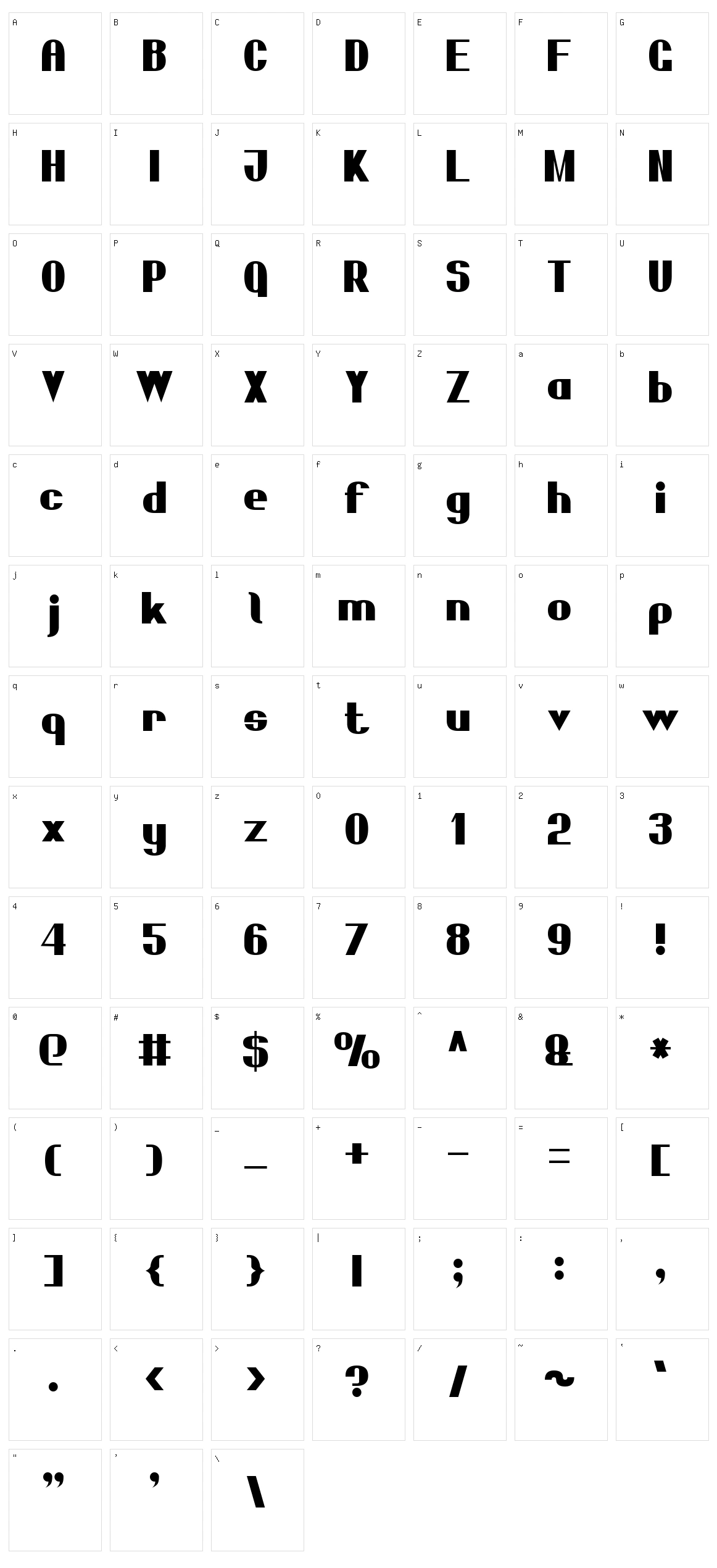 Bold Sans Serif 7 Character Set