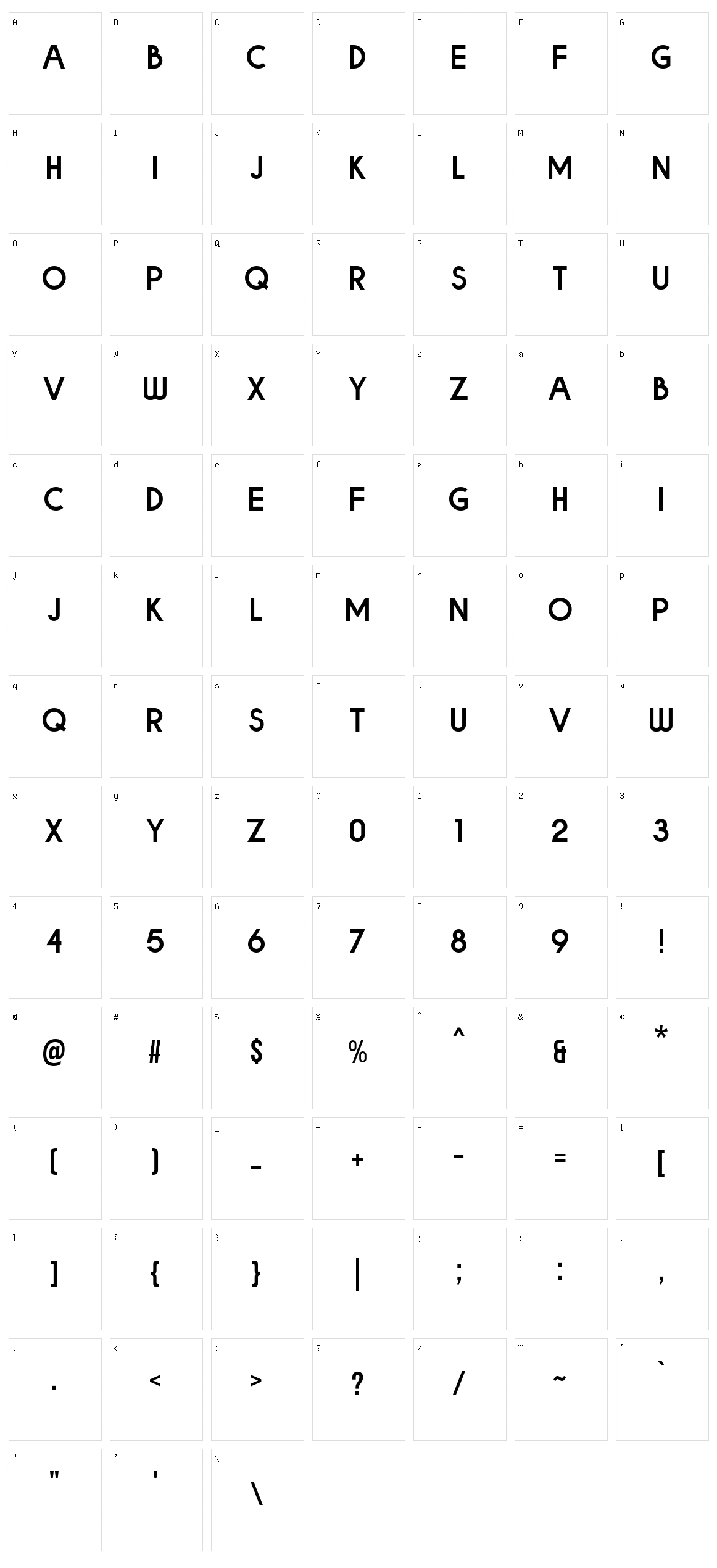 Bolde Character Set