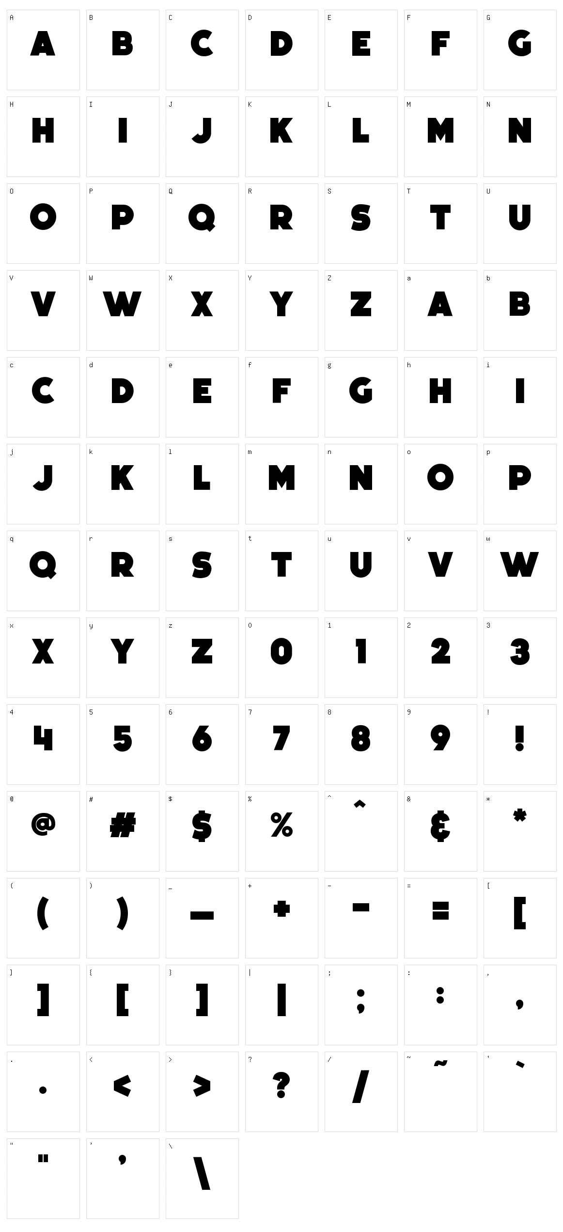 Boldfinger Character Set