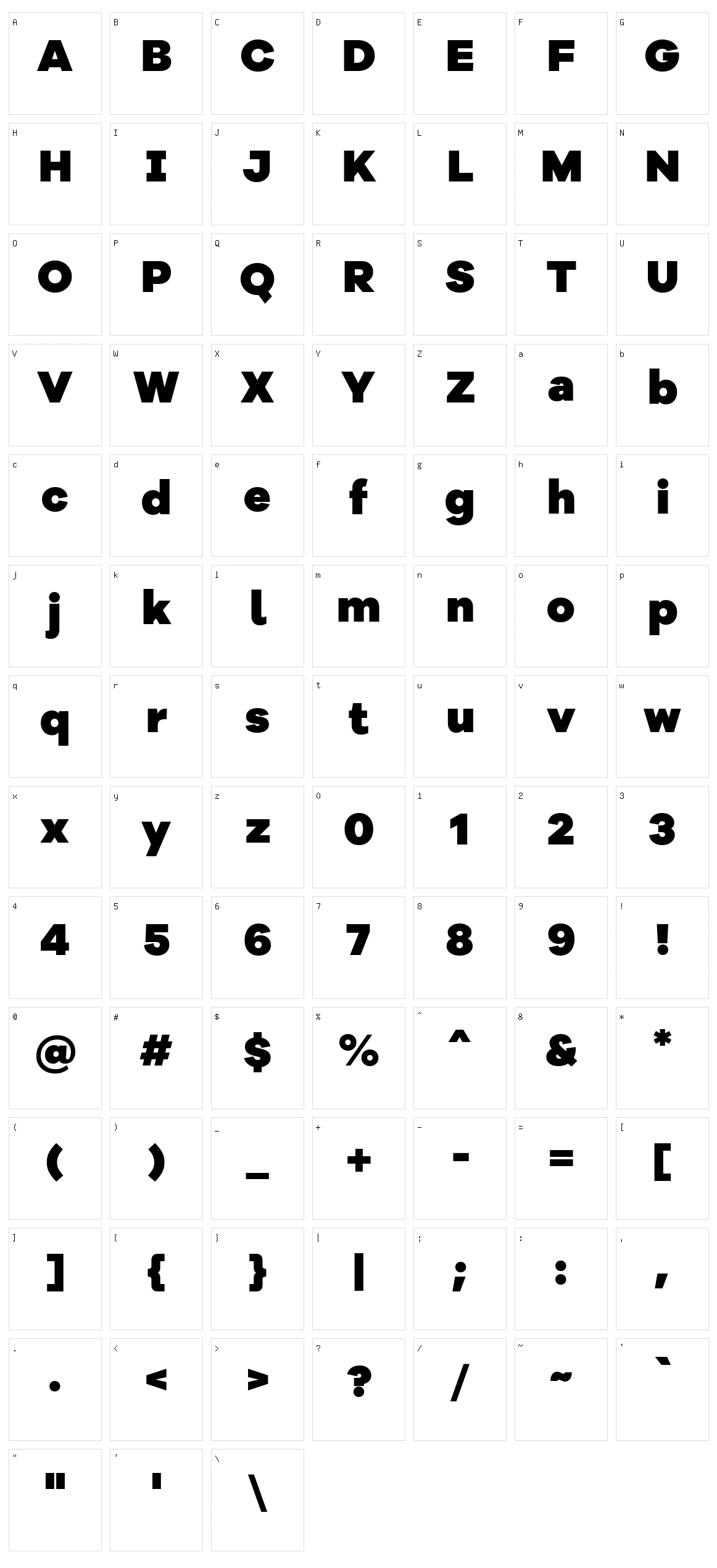 Bolgart Display Character Set