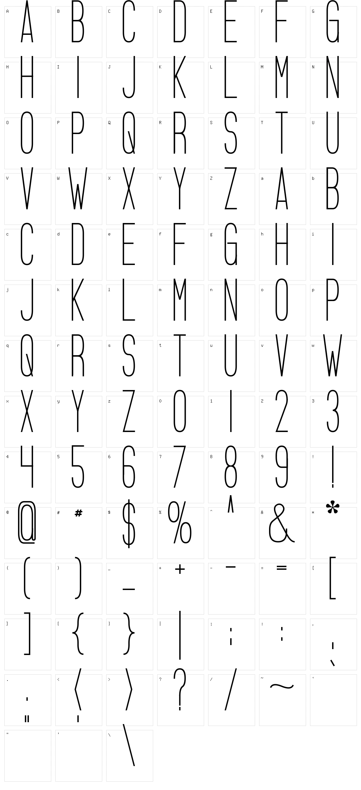 Bologna Sansish Character Set