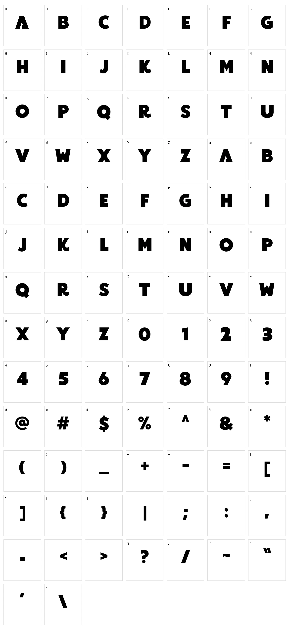 Boltzz Sans Character Set