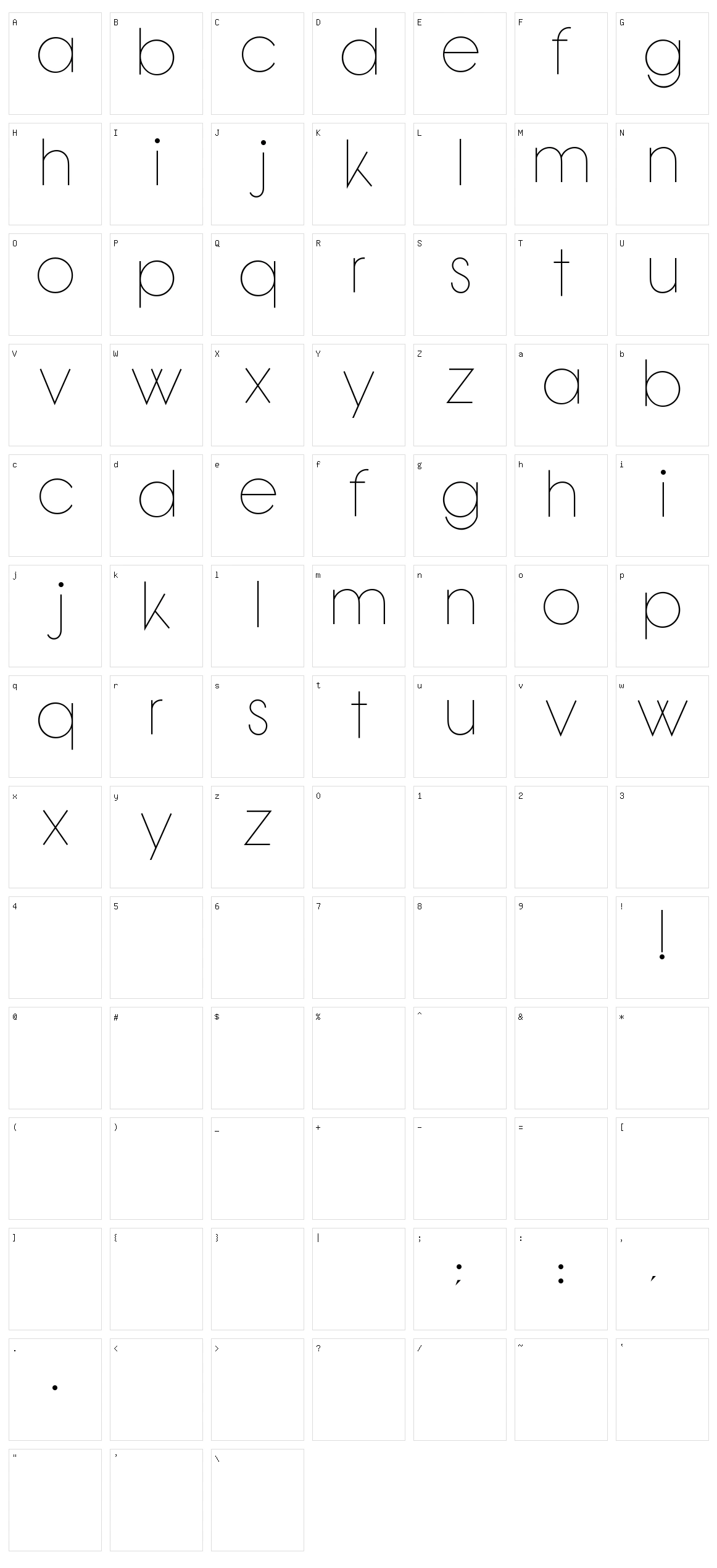 Bondoluo Peek Character Set