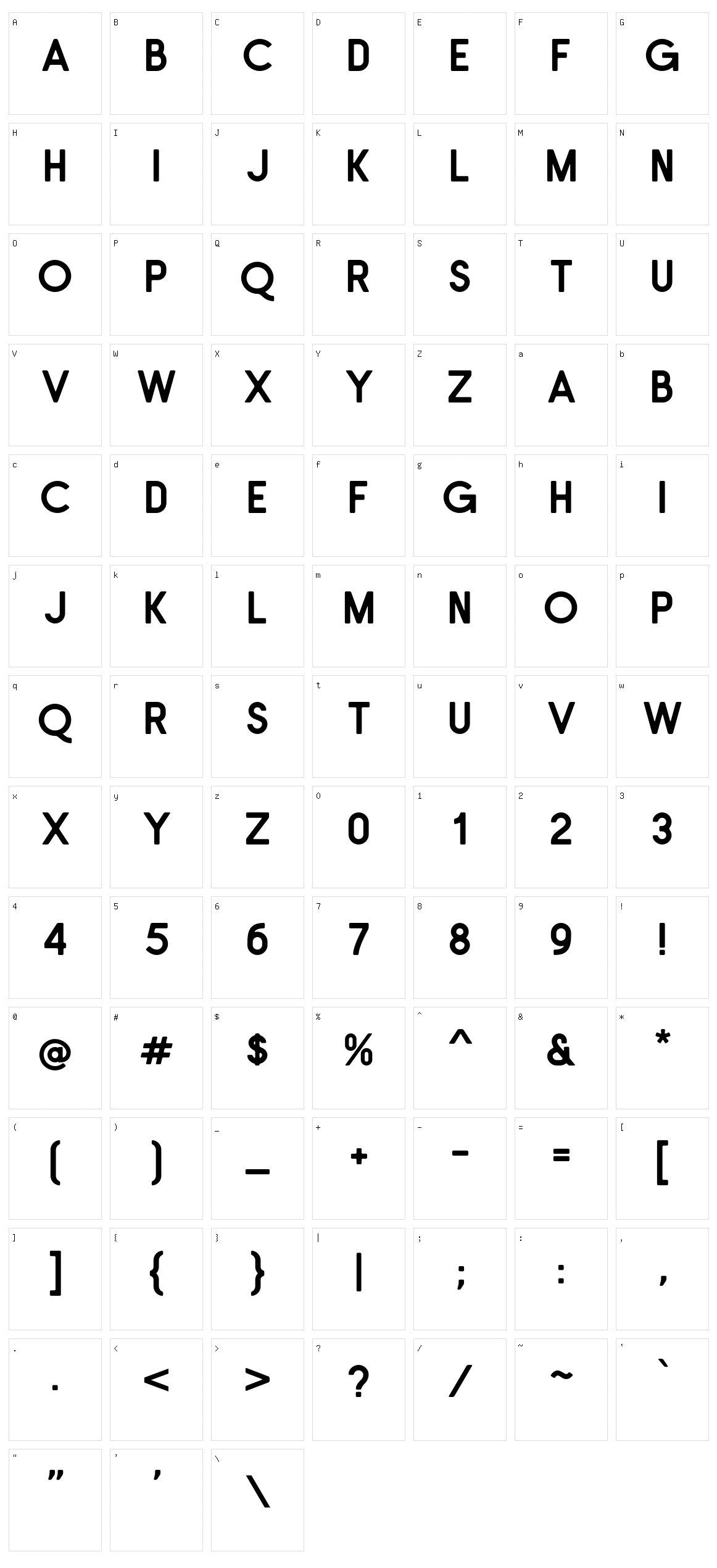 Bontang Character Set