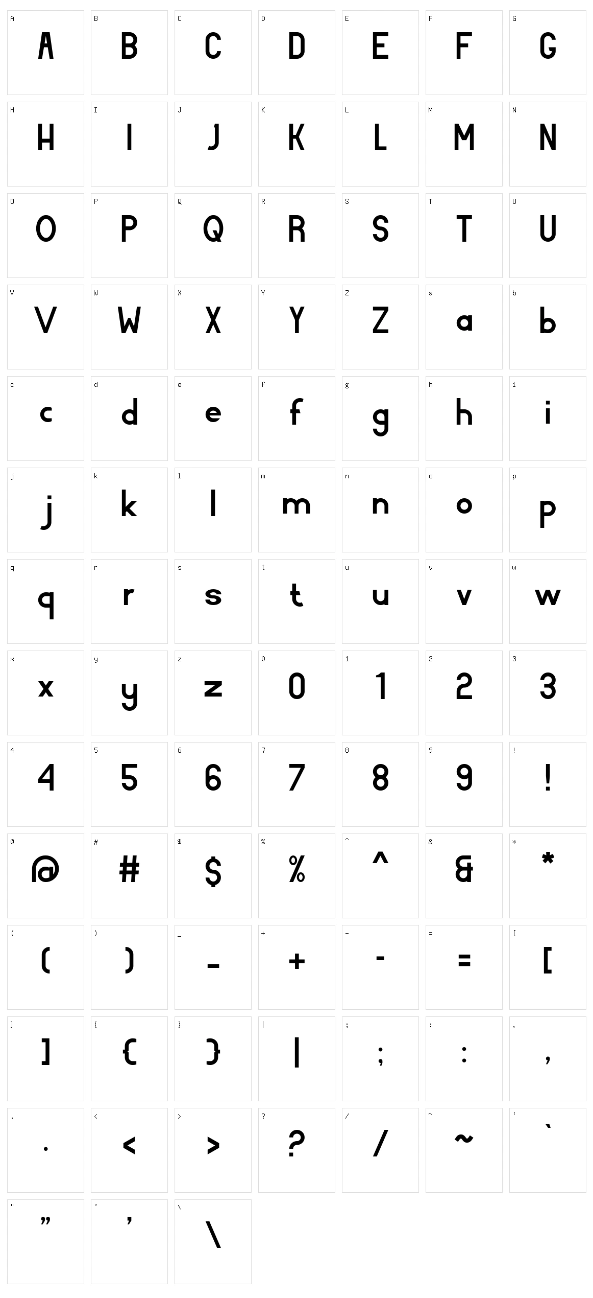 Bonza Character Set