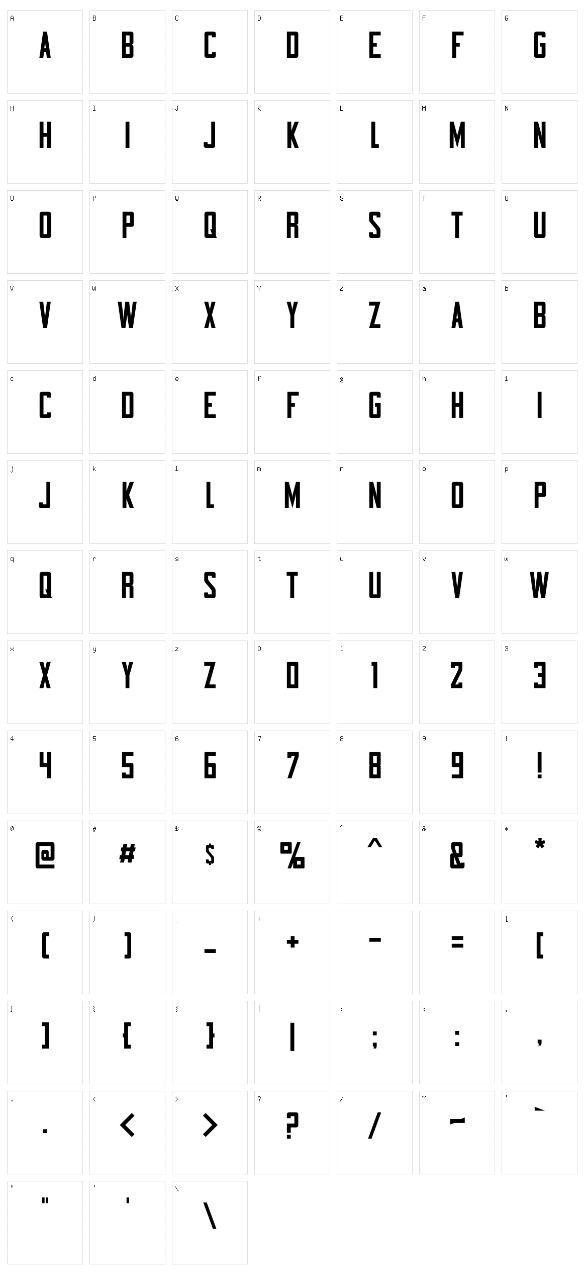 Bootcamp Character Set