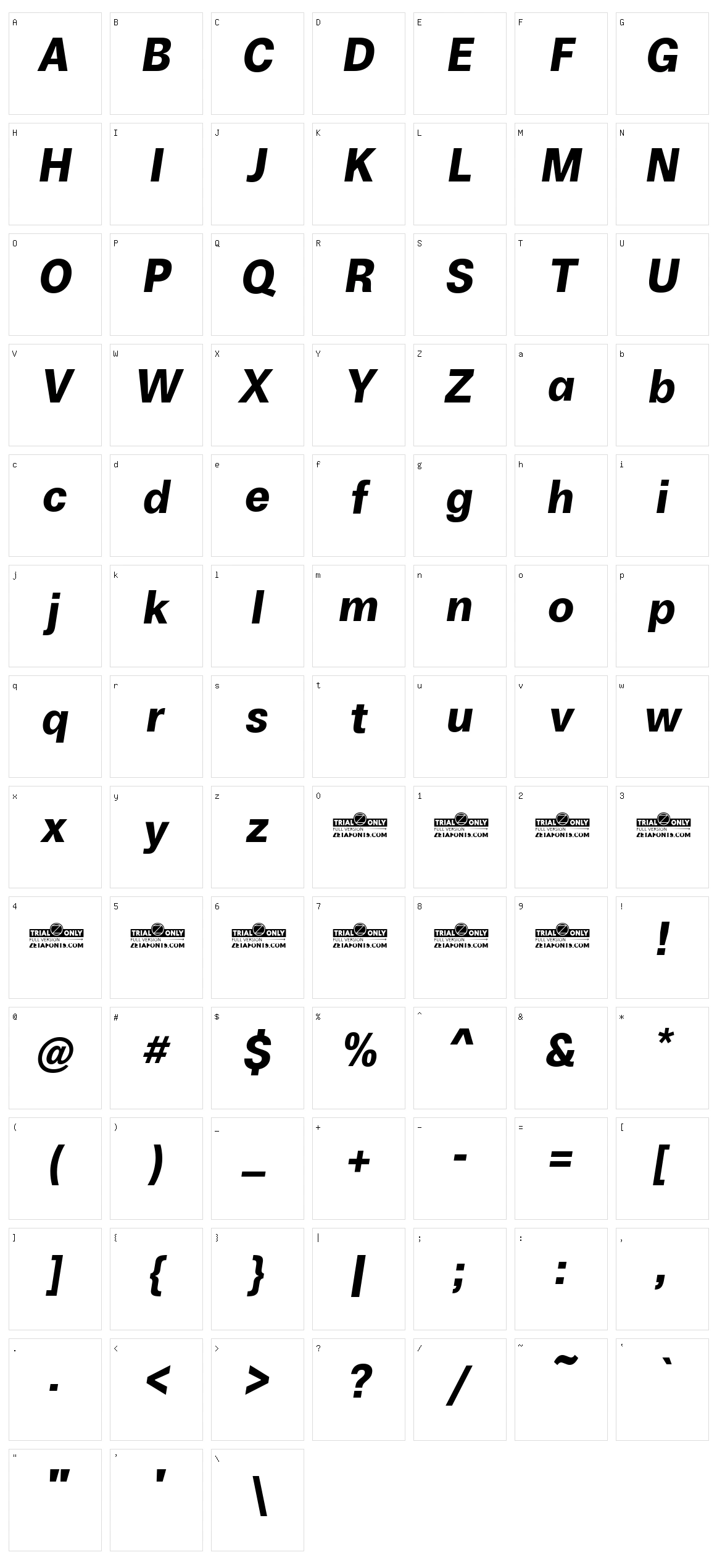 Boring Sans A Character Set