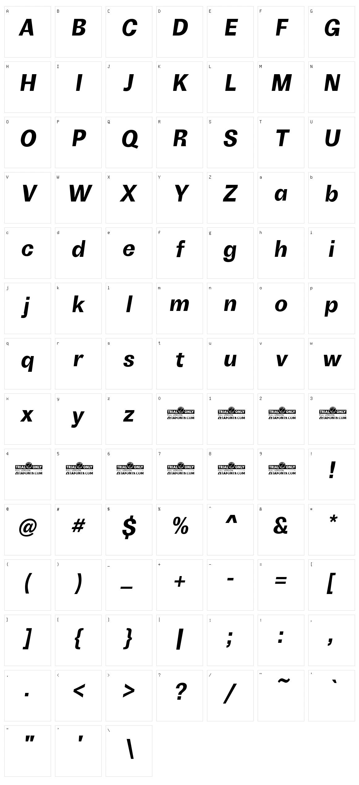 Boring Sans B Character Set