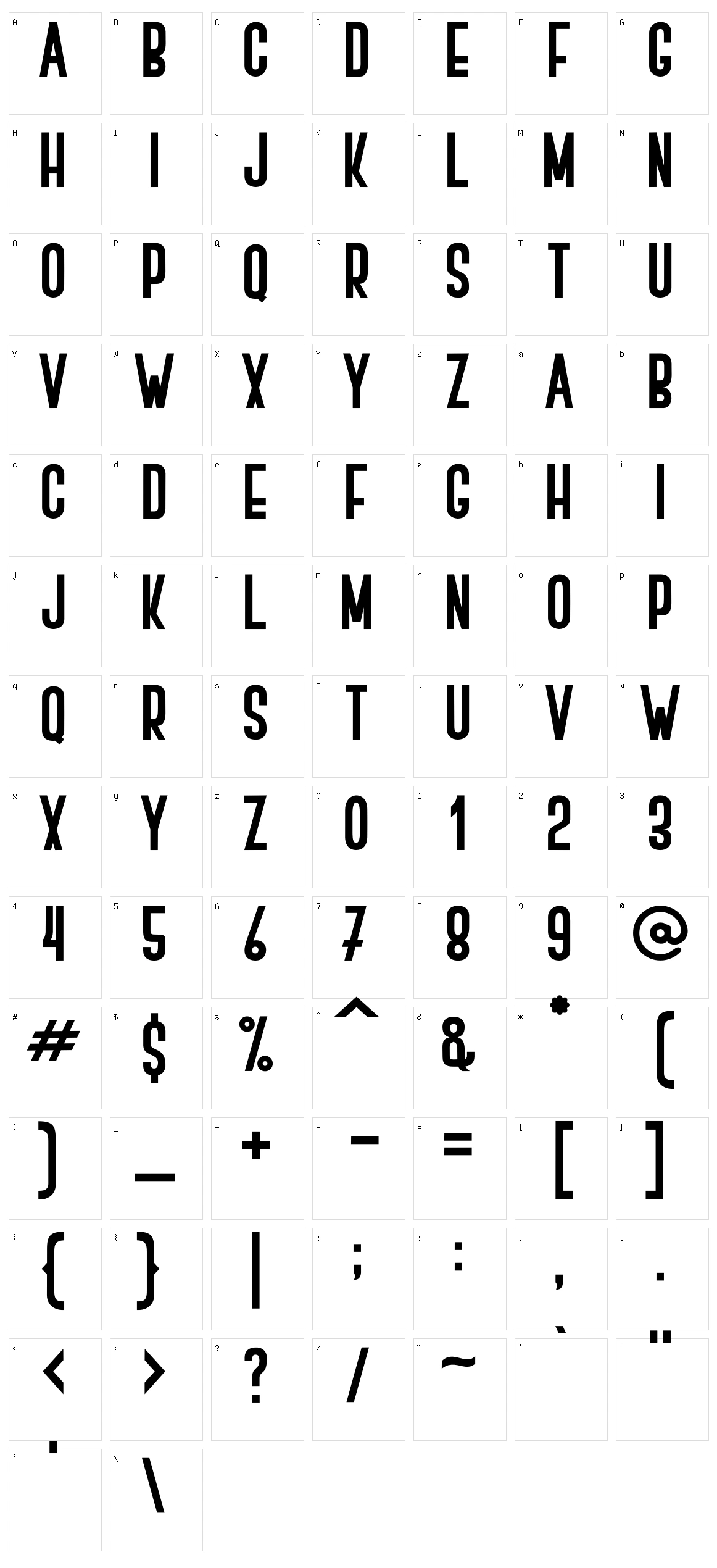 Boven Character Set