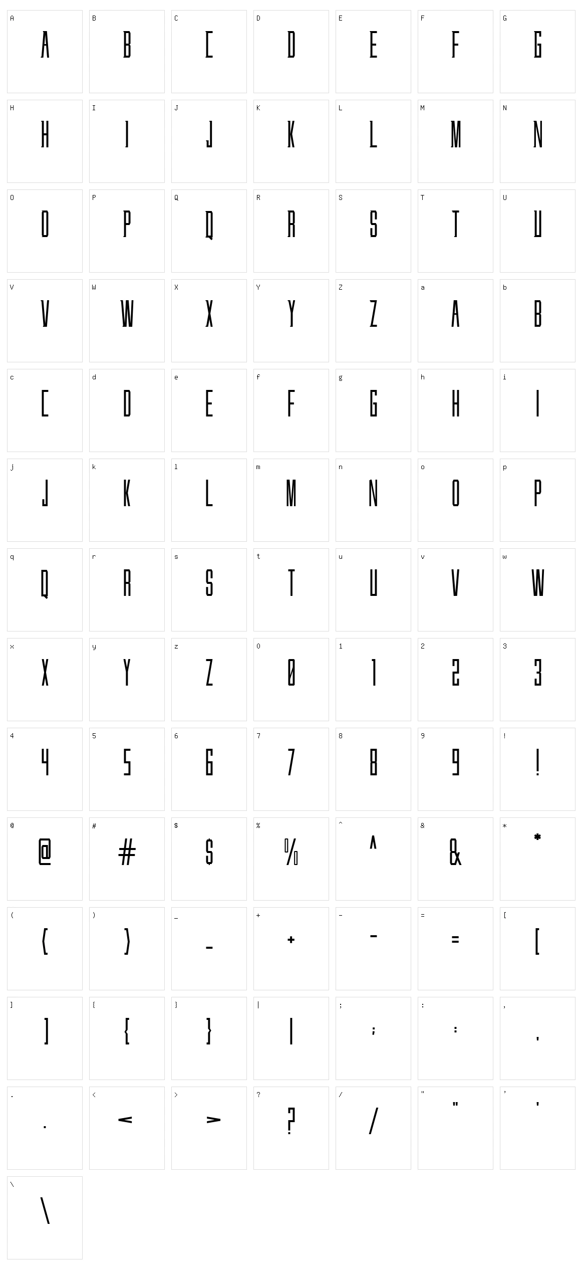 Braindit Character Set