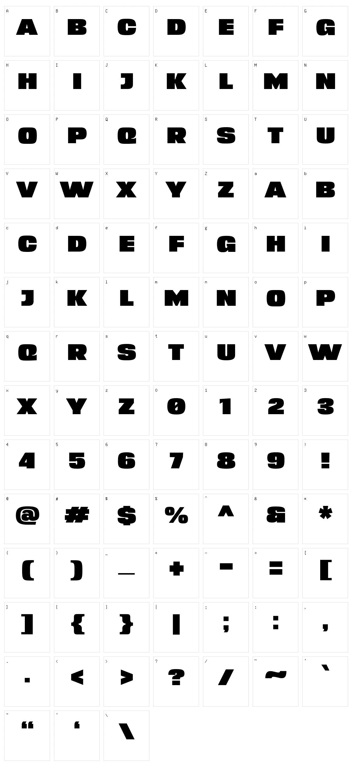 Brexter Character Set