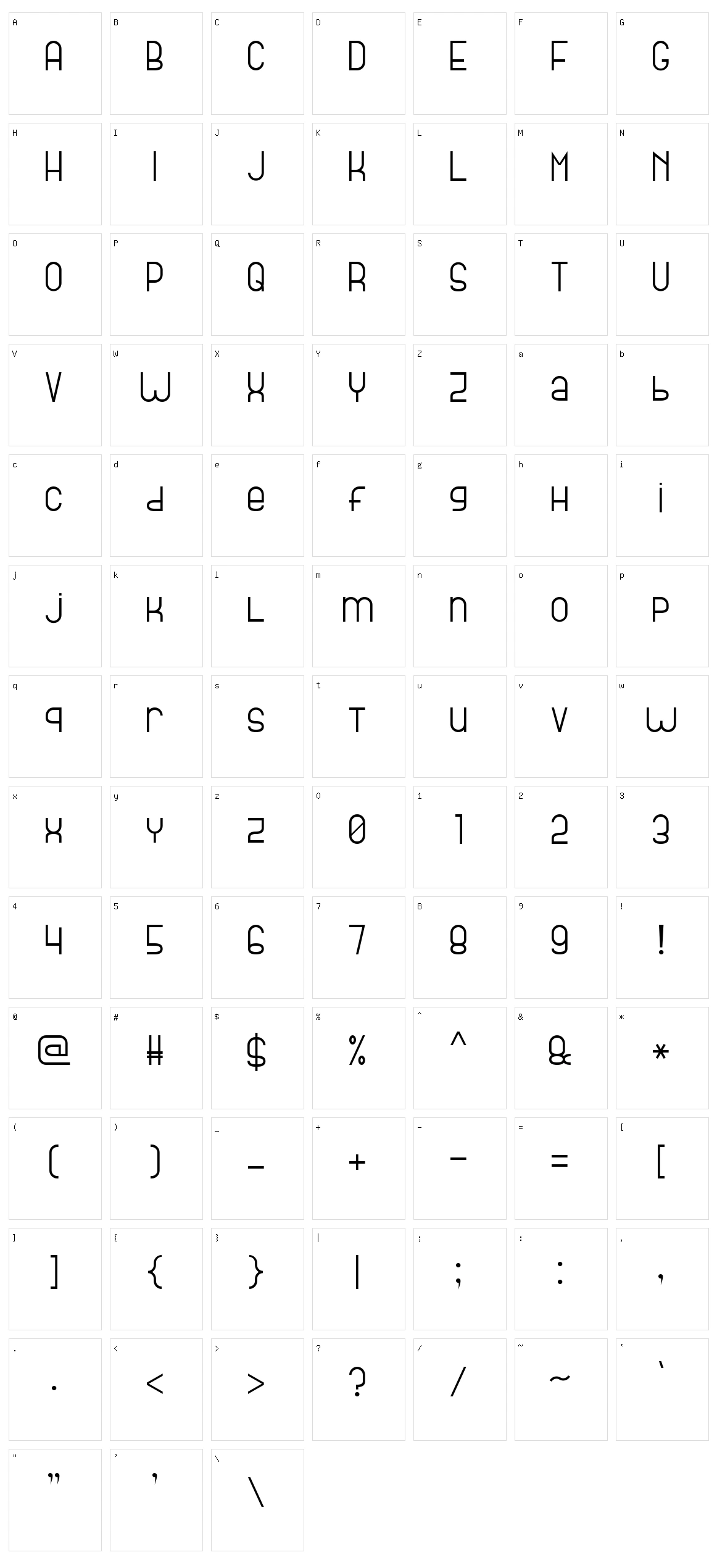 Bright Line 7 Character Set