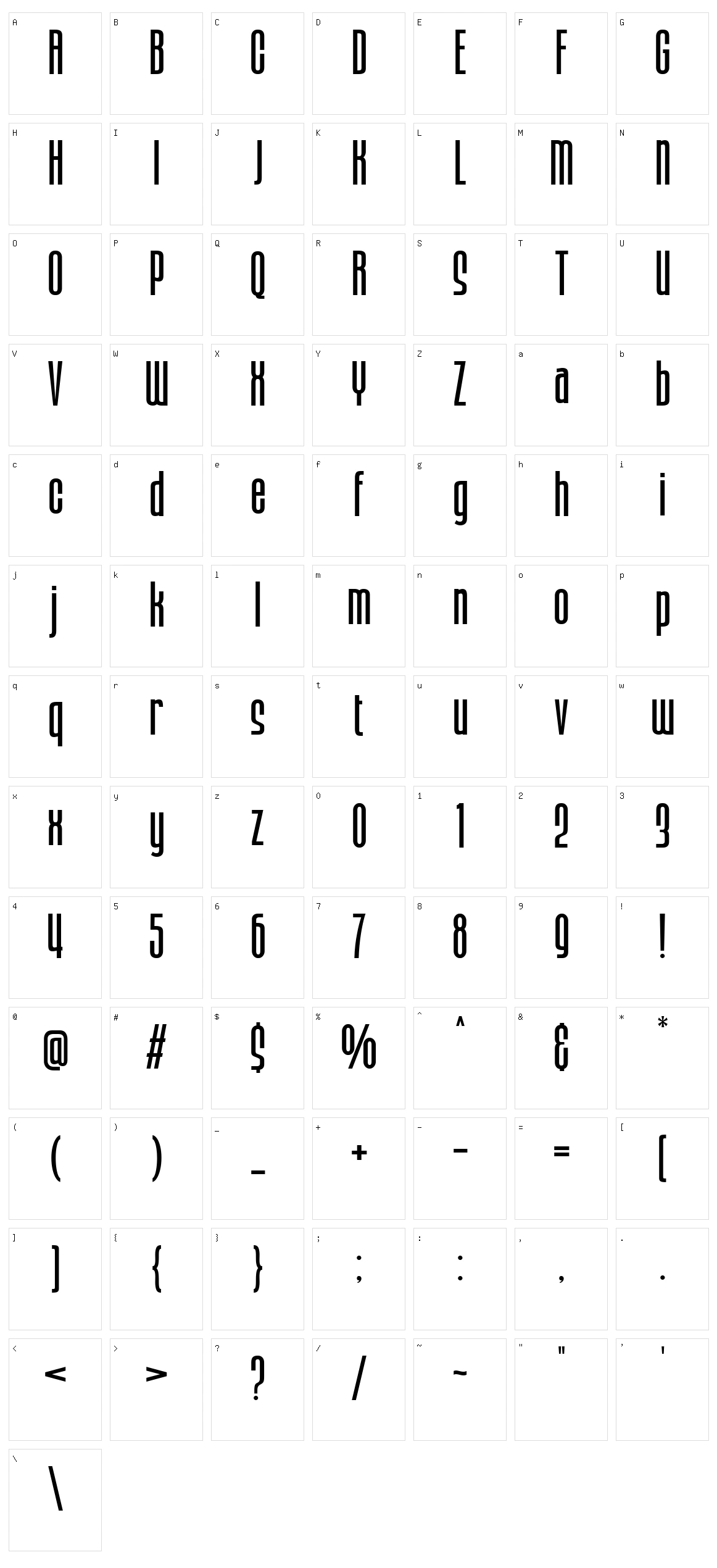 Bronex Character Set