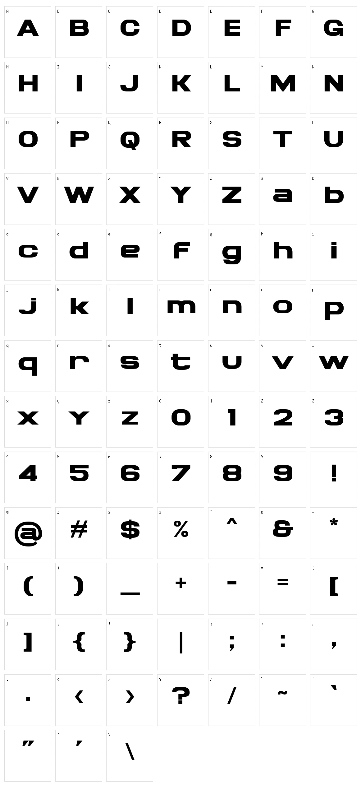 Bronson Character Set