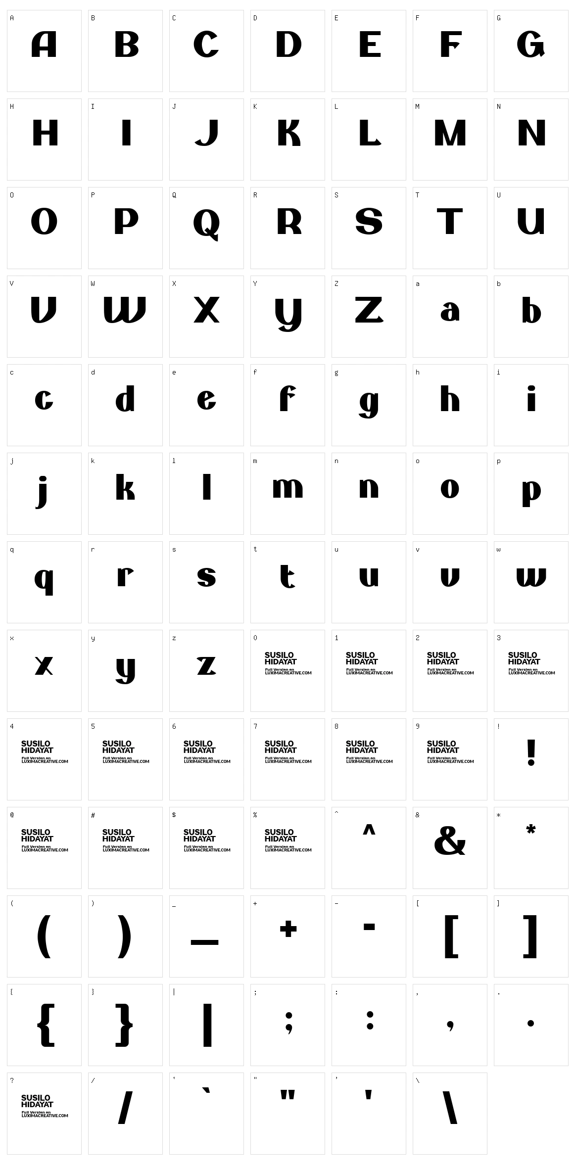 Broxo Character Set