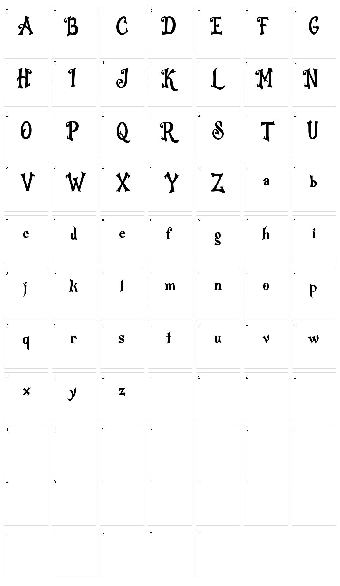 HalloWitchZ Character Set