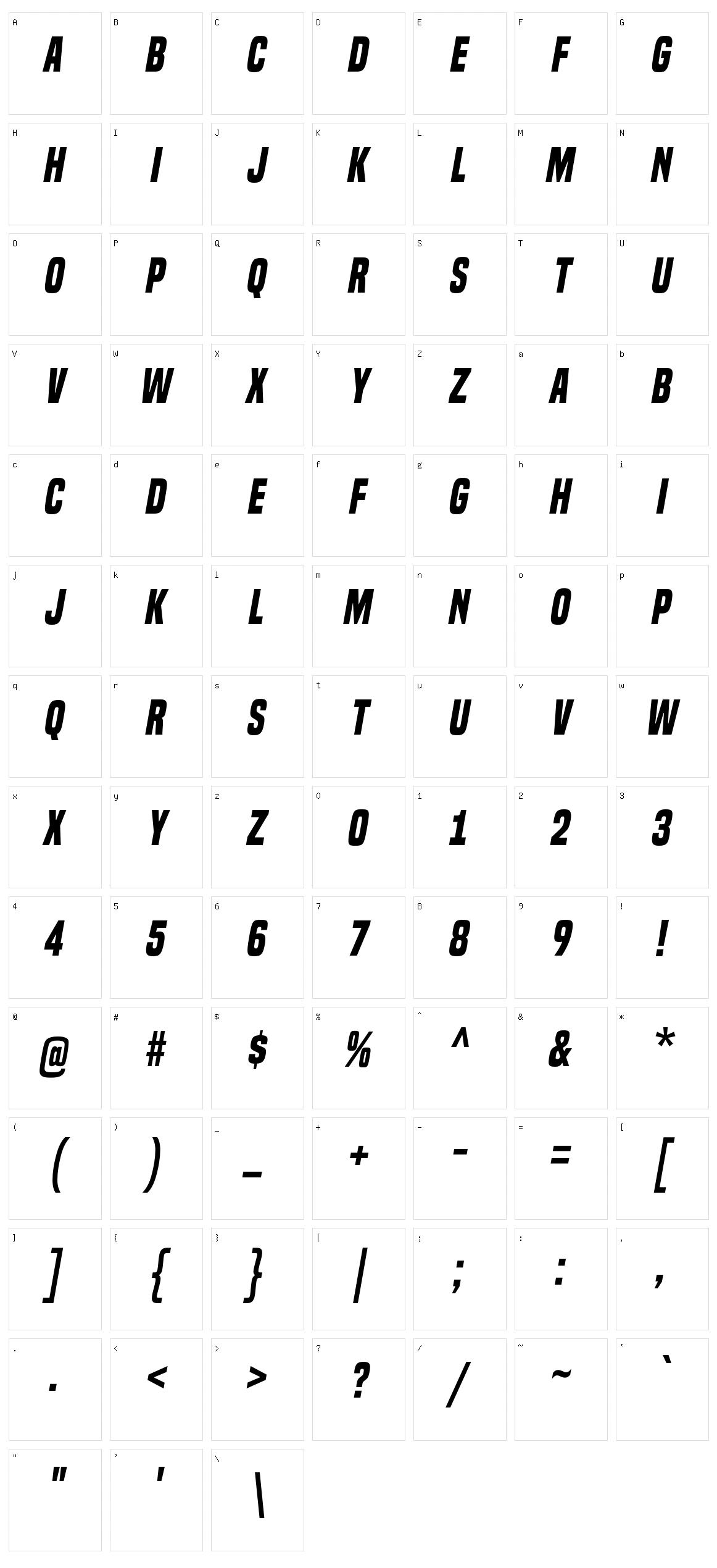 Built Titling Character Set
