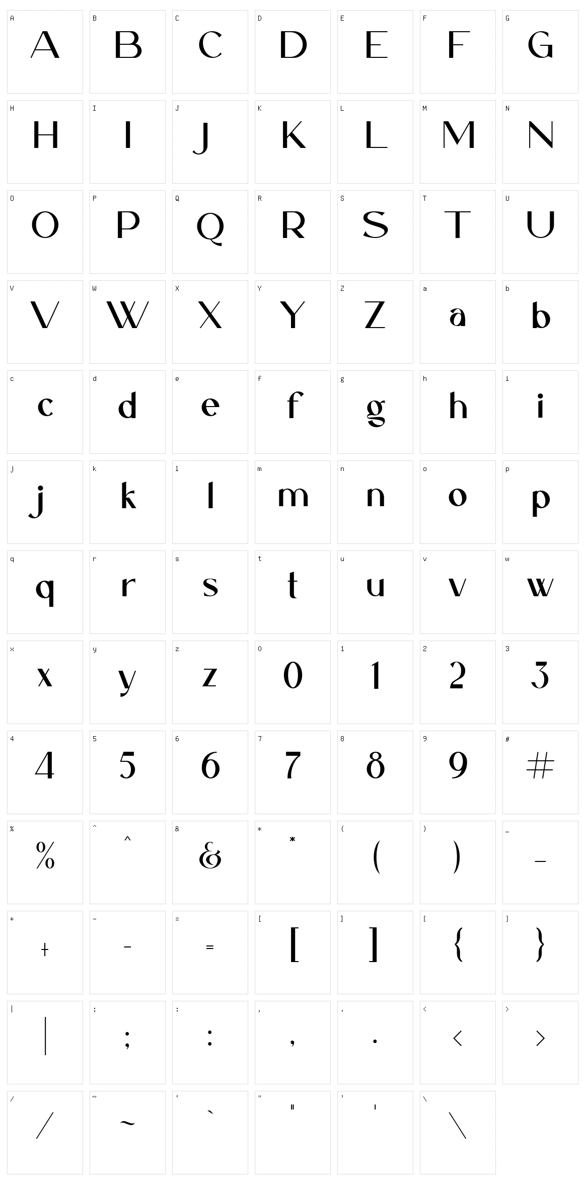 Caligna Character Set